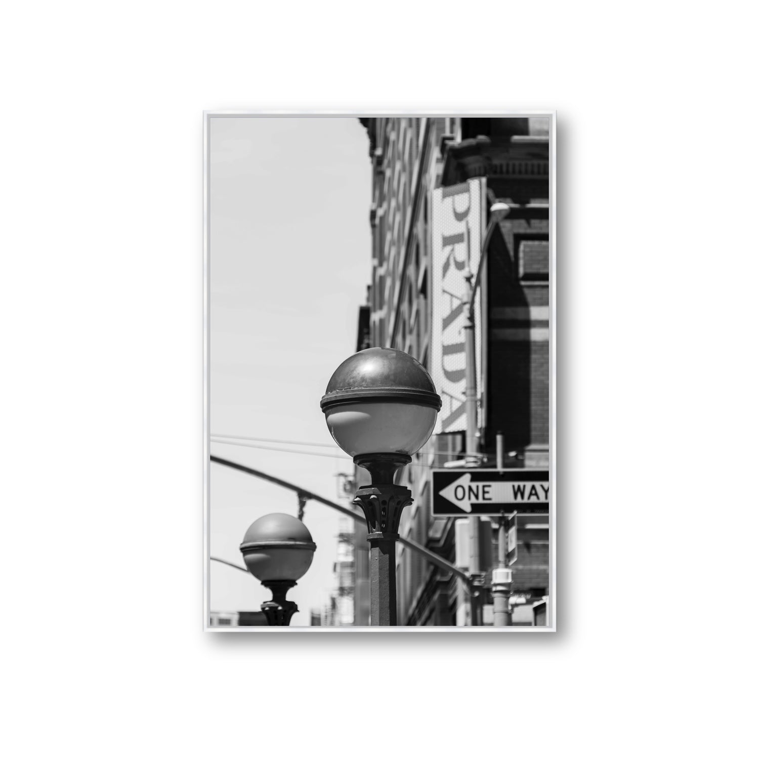 Subway Style New York NYC Black & White wall art Giant fine art canvas in white float frame