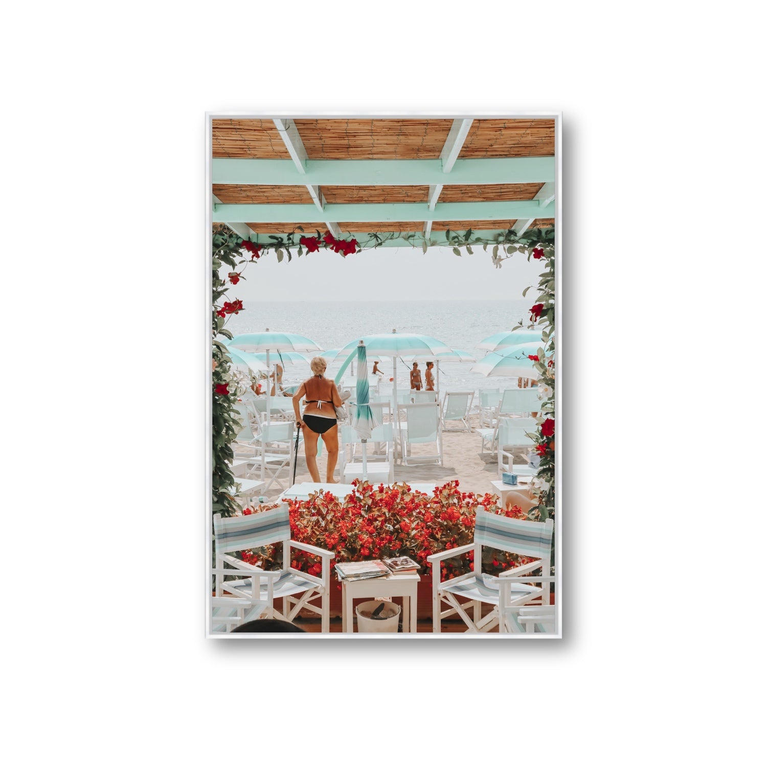 Nonna's Italian Escape Alassio Italian wall art Giant fine art canvas in white float frame