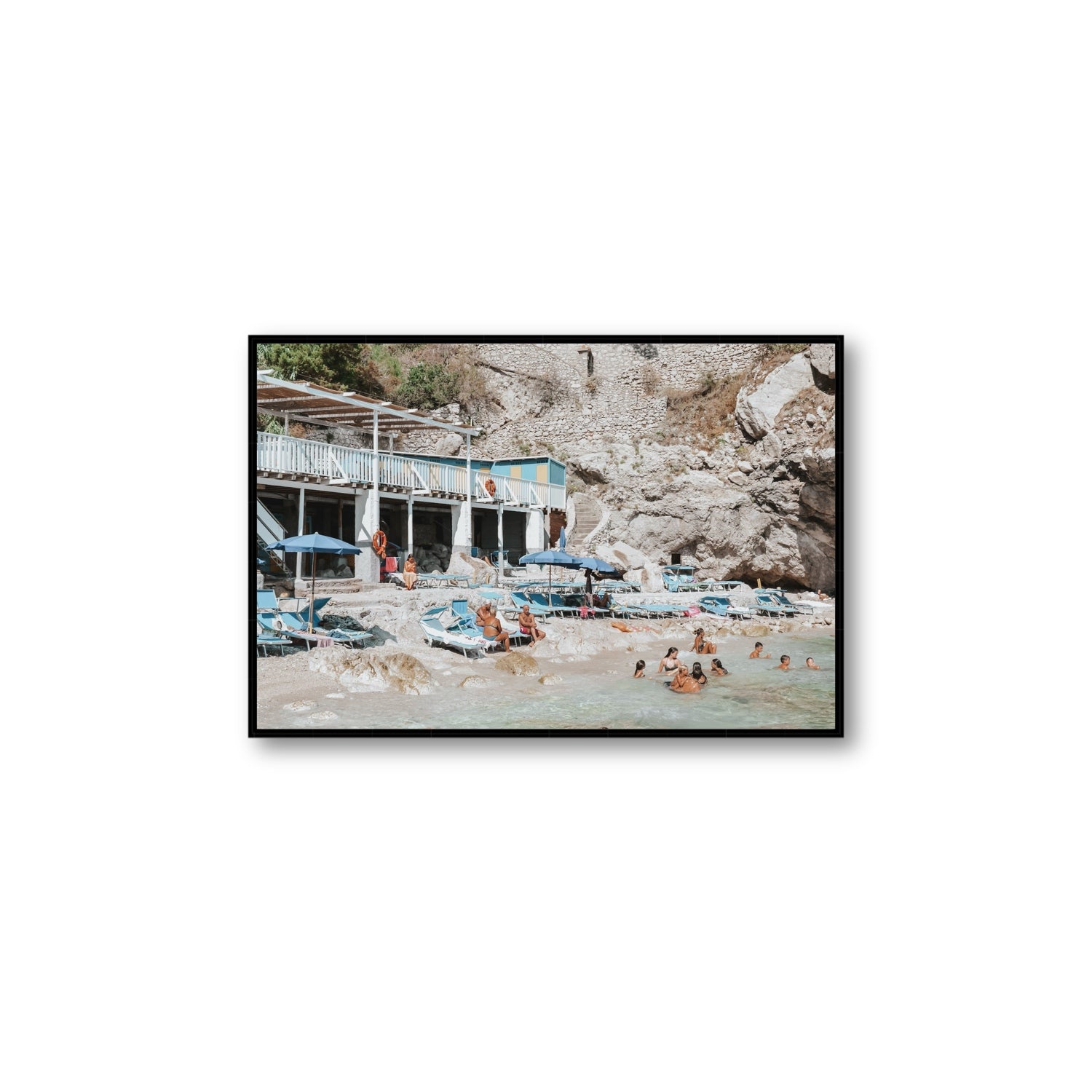 Beachside Bronze fine art print, Capri, Italy, Large, Black Float Frame, Fine Art Canvas