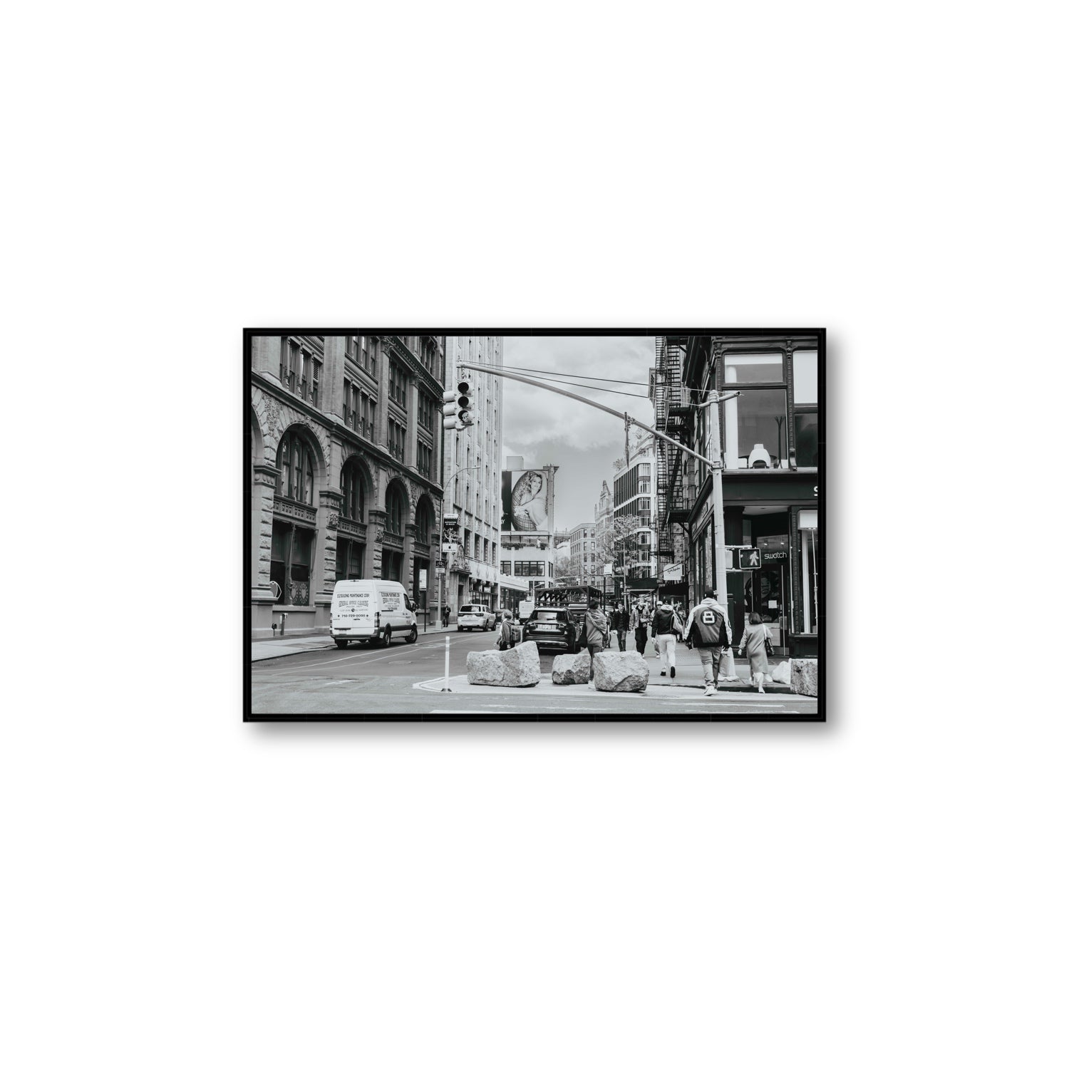 Inkwell Metropolis New York NYC Black & White wall art Large fine art canvas in black float frame