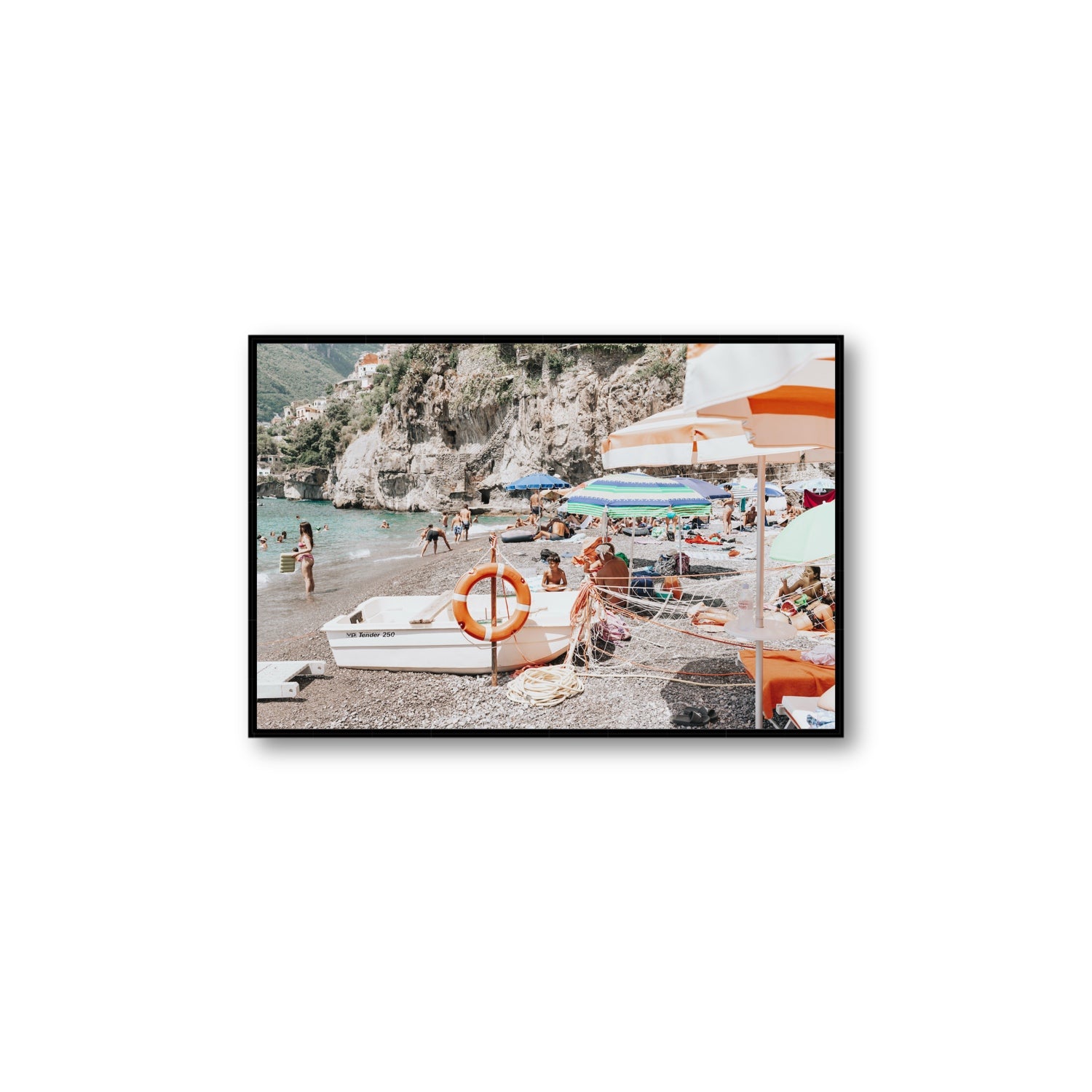 Bellezza By The Bay fine art print, Positano, Italy, Large, Black Float Frame, Fine Art Canvas