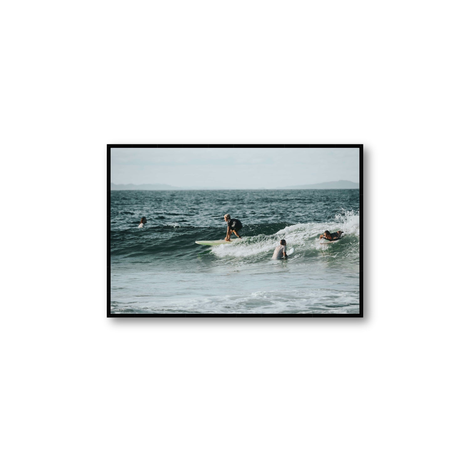 The Boys of Summer Byron Bay Surf coastal wall art Large fine art canvas in black float frame