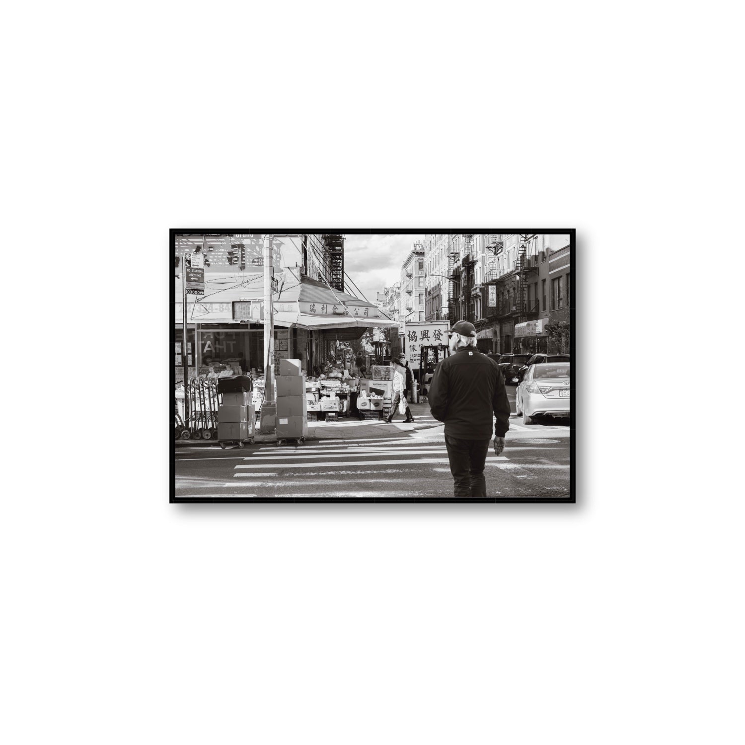 Chinatown New York NYC Street wall art Large fine art canvas in black float frame