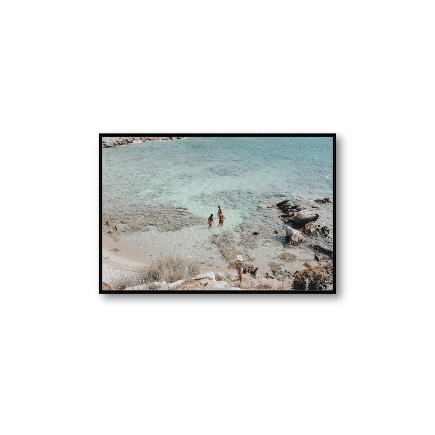 Easy On The Eyes Mykonos Greek island wall art Large fine art canvas in black float frame