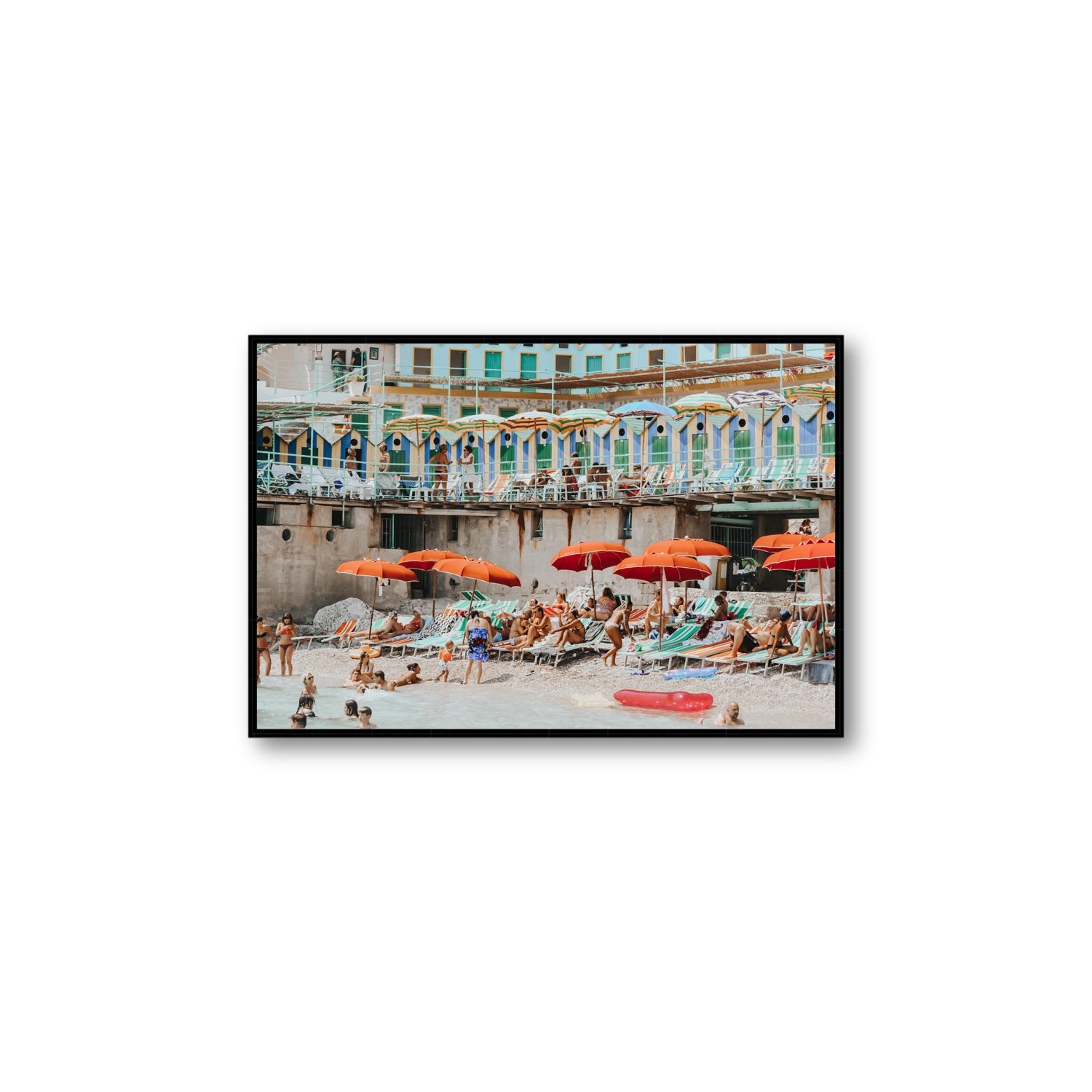 Umbrella Fiesta fine art print, Capri, Italy, Large, Black Float Frame, Fine Art Canvas