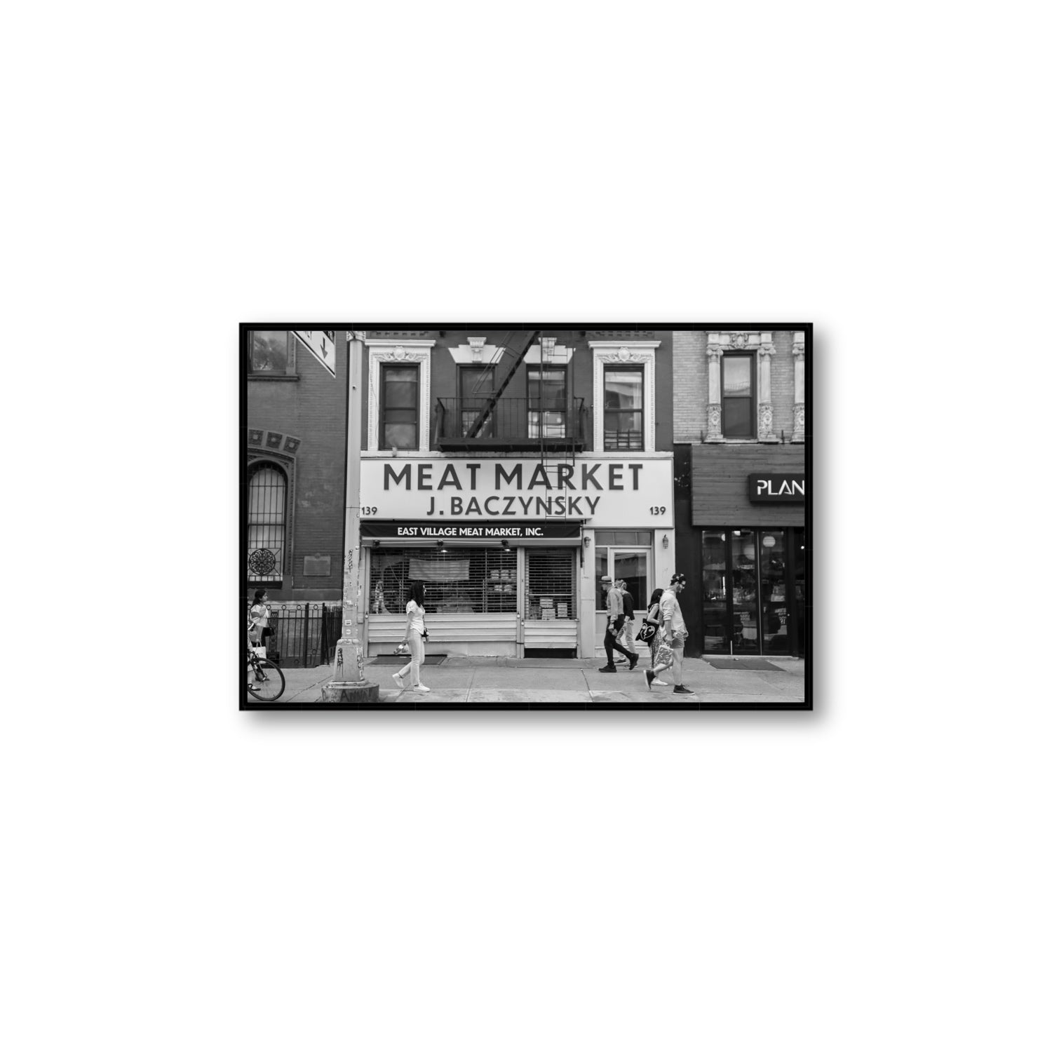 Meat District New York NYC Black & White wall art Large fine art canvas in black float frame