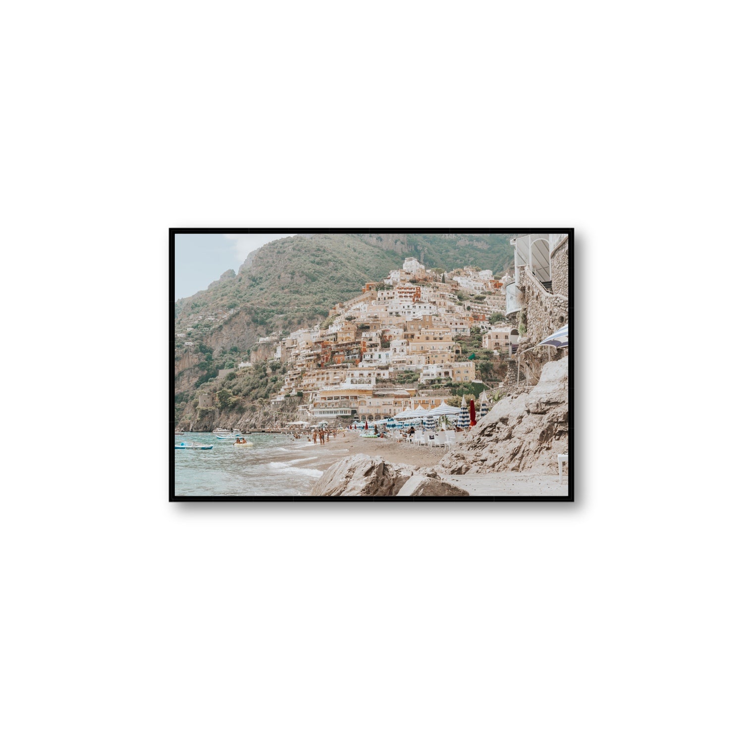 Sogno di Positano fine art print, Positano, Italy, Large, Black Float Frame, Fine Art Canvas