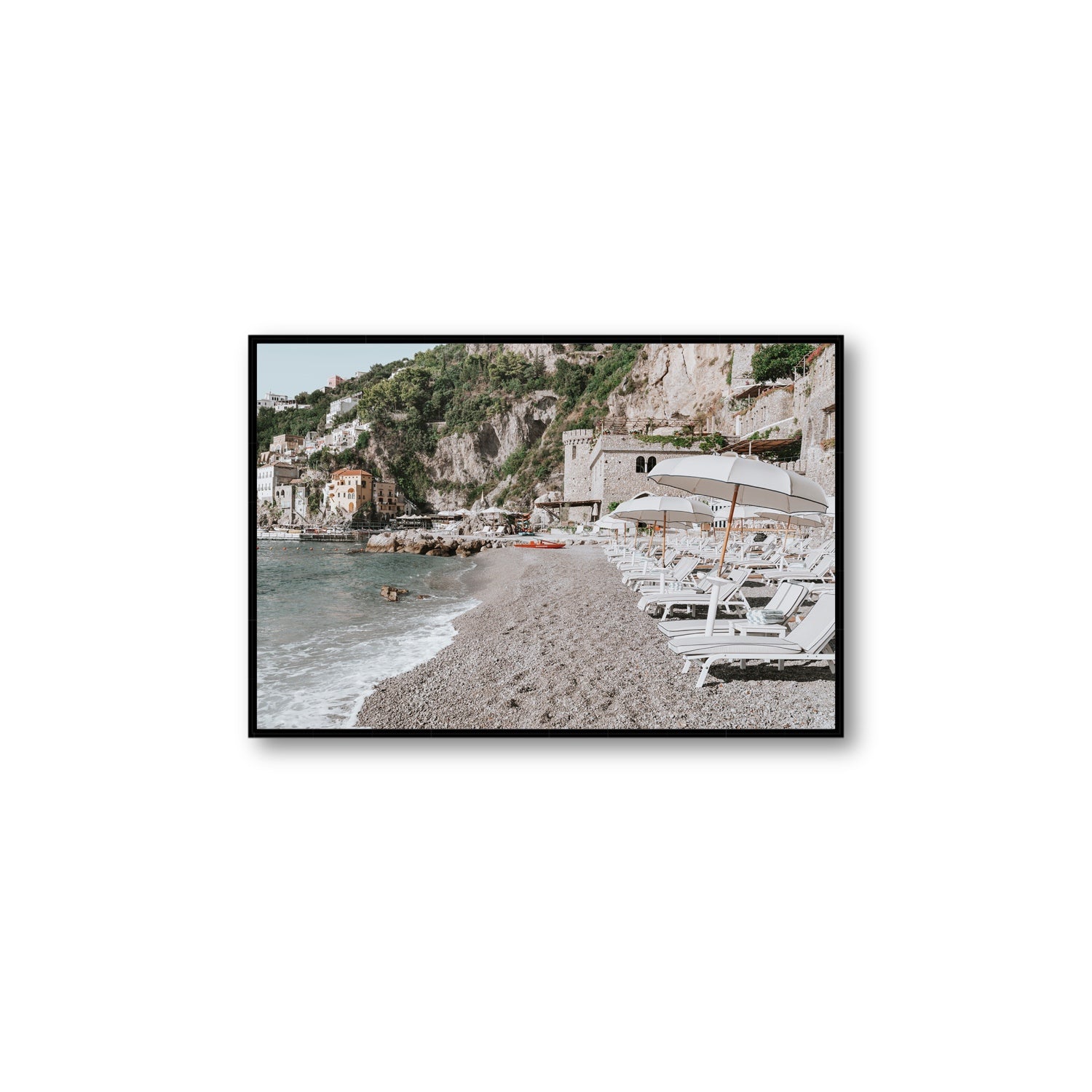 Borgo Santandrea fine art print, Amalfi, Italy, Large, Black Float Frame, Fine Art Canvas