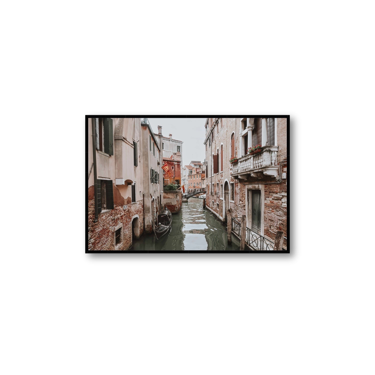 Venetian Gothic Venice Canal Italian wall art Large fine art canvas in black float frame