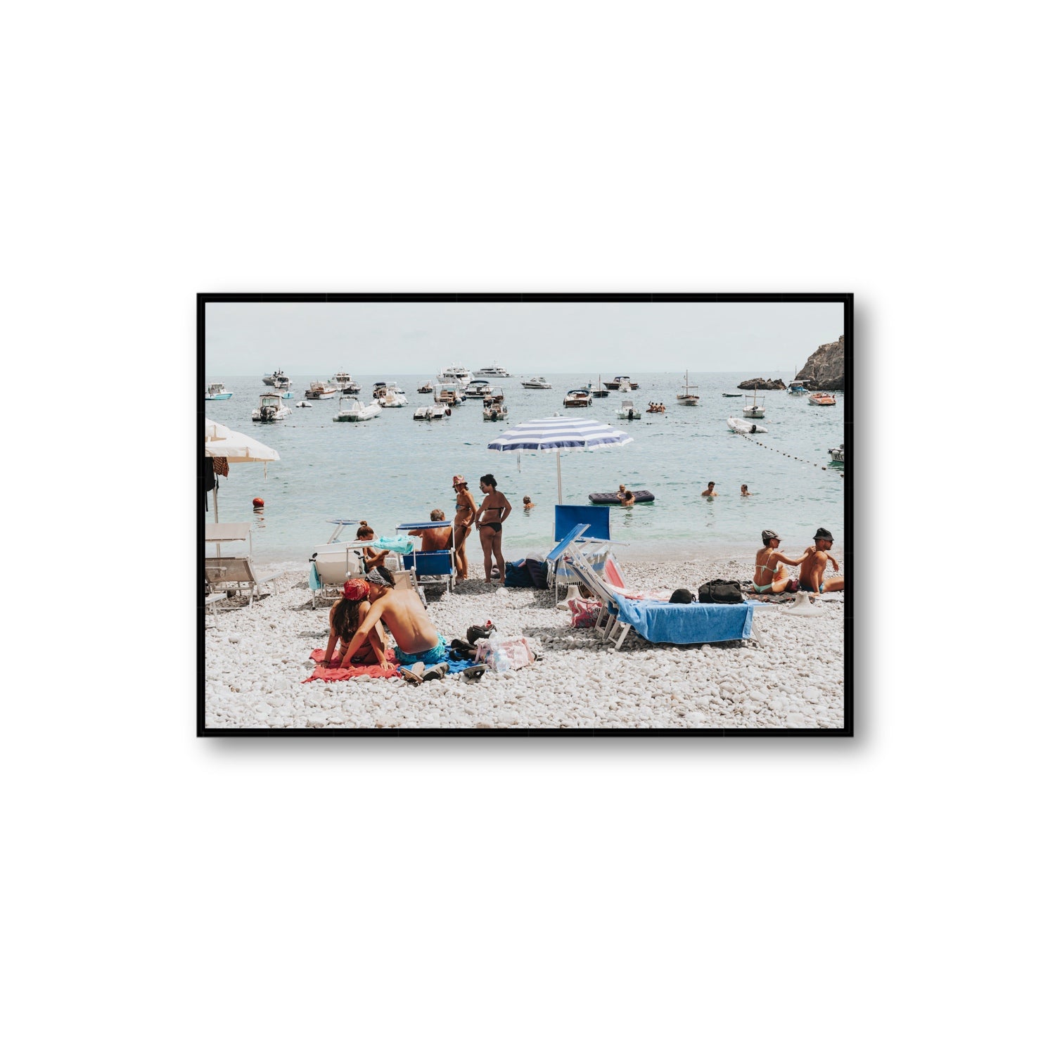 The Kiss Nerano wall art Extra Large fine art canvas in black float frame