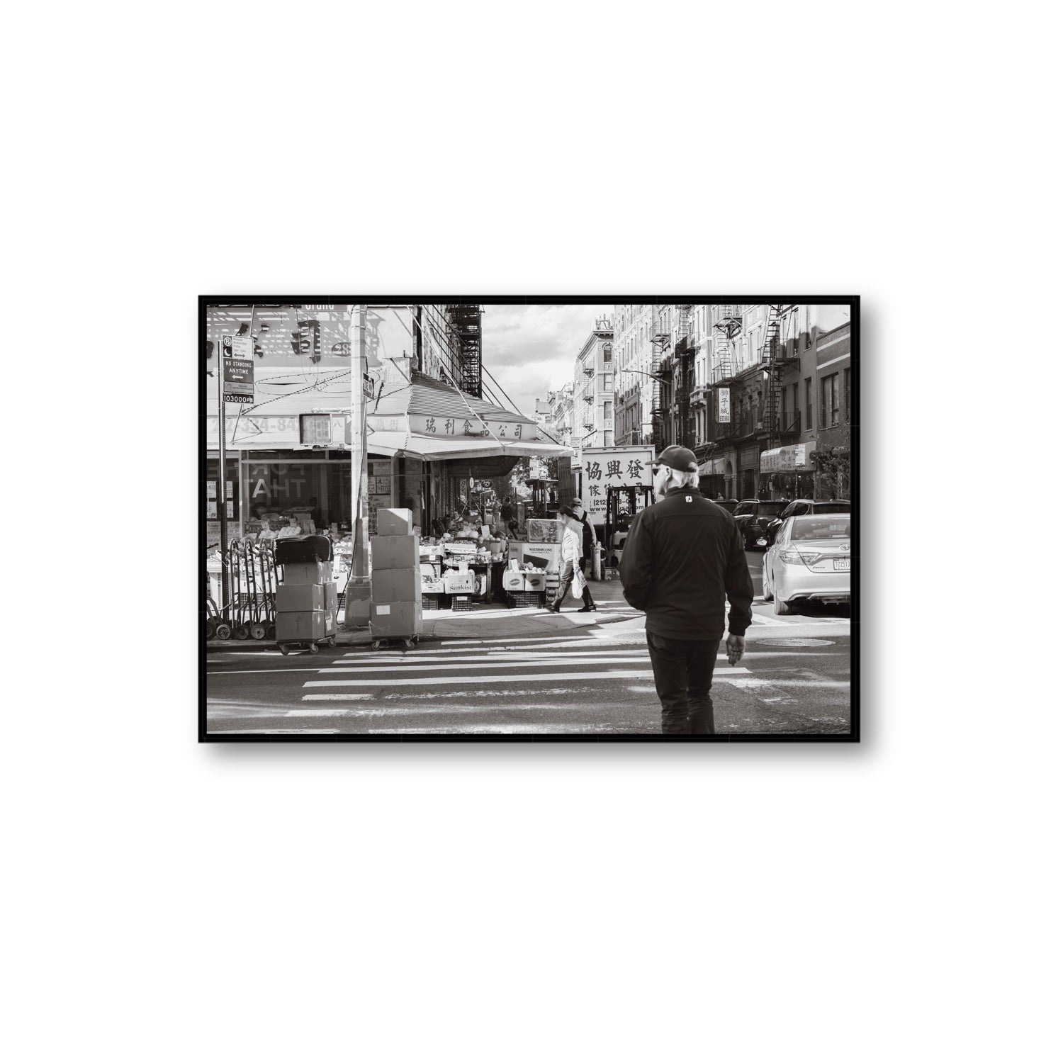 Chinatown New York NYC Street wall art Extra Large fine art canvas in black float frame