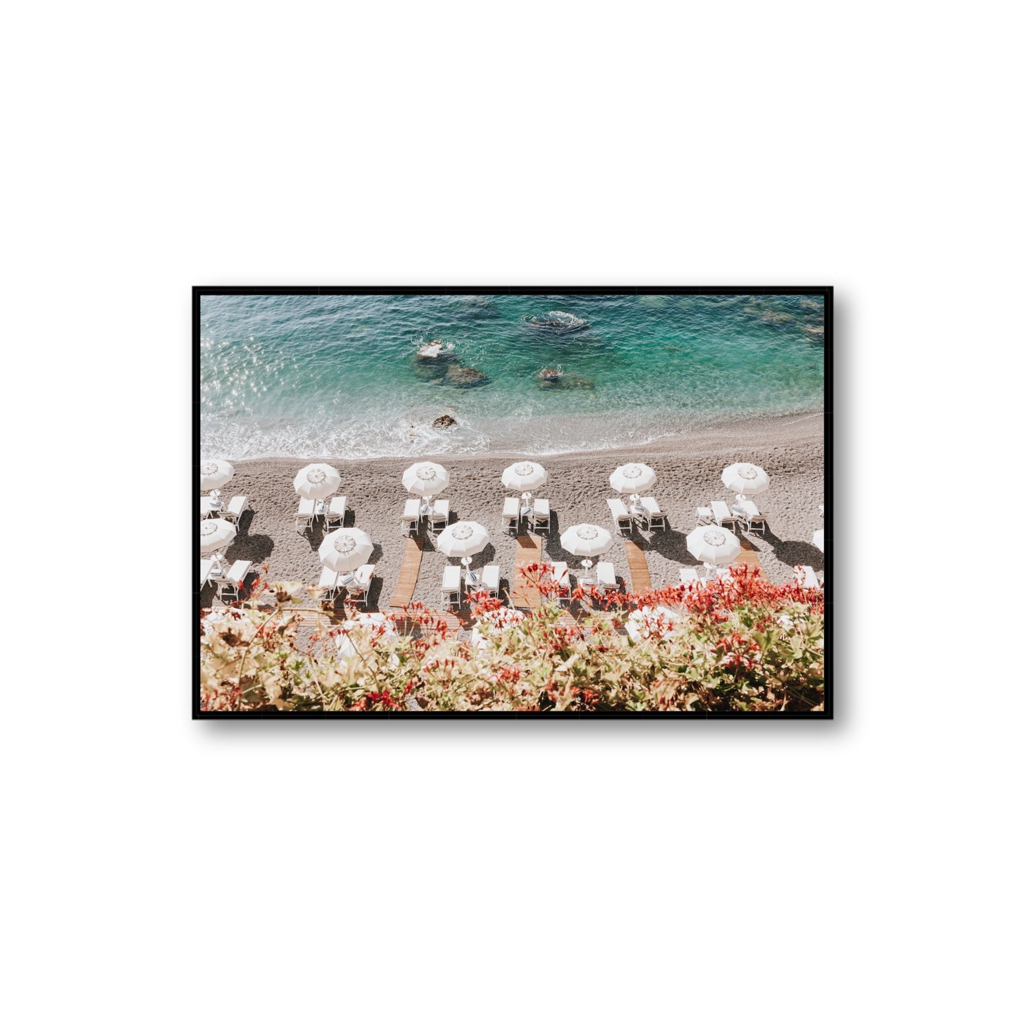 Coastal Charms fine art print, Amalfi, Italy, Extra Large, Black Float Frame, Fine Art Canvas