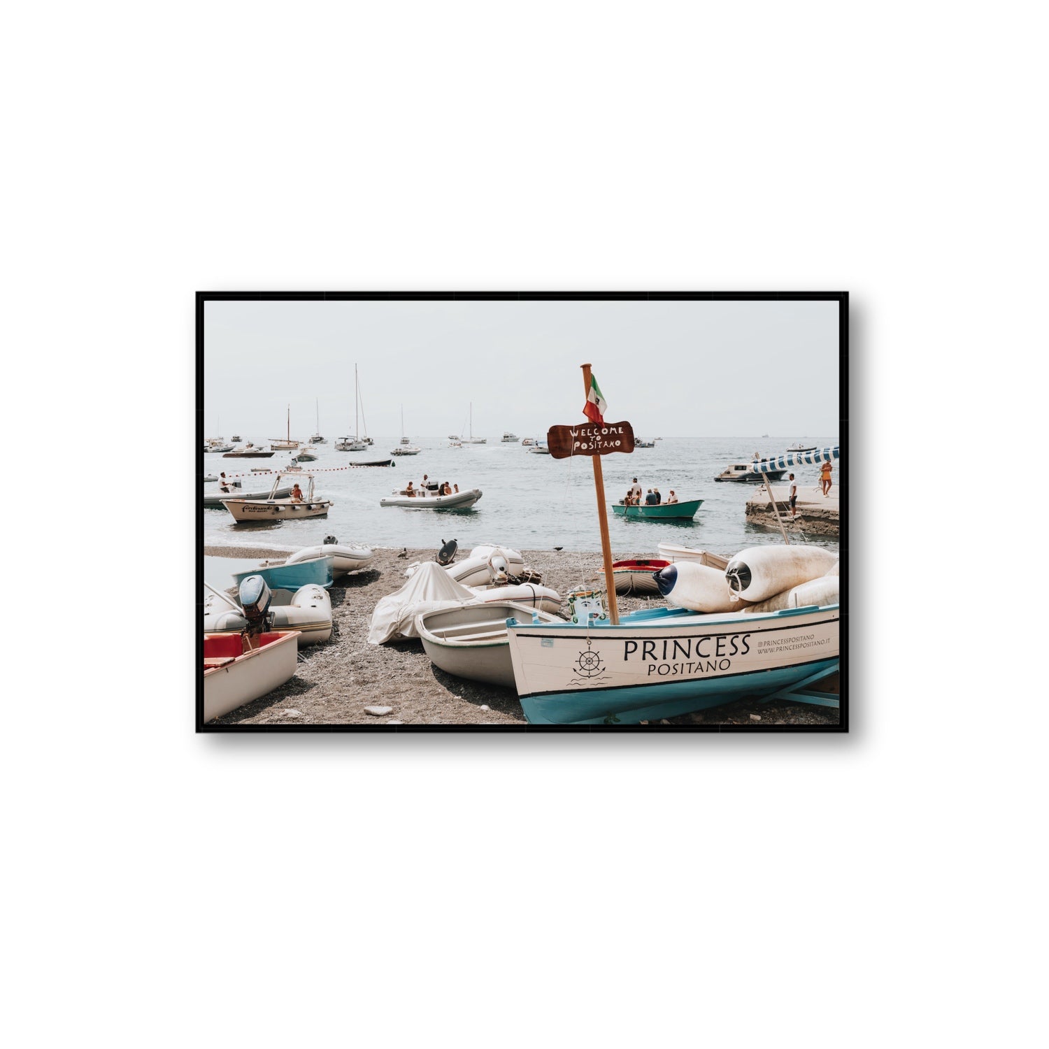 Princess Positano fine art print, Positano, Italy, Extra Large, Black Float Frame, Fine Art Canvas