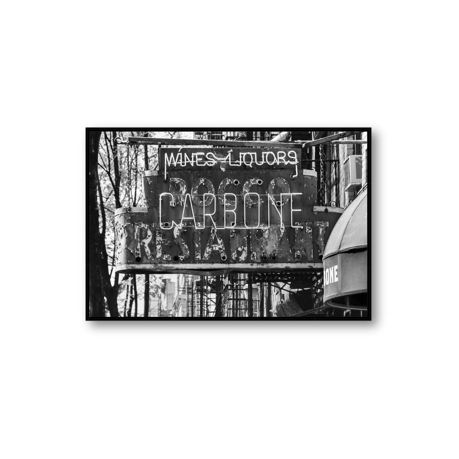 Thompson Street New York NYC Black & White wall art Extra Large fine art canvas in black float frame