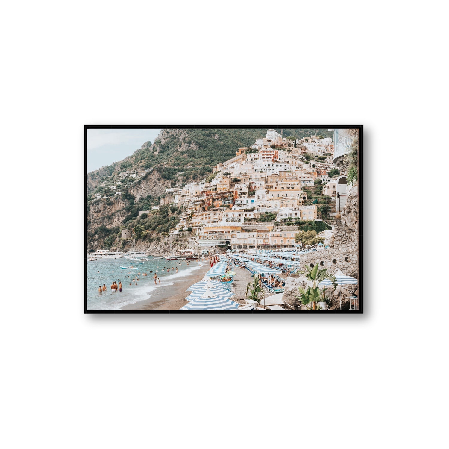 Villagio Sul Mare fine art print, Positano, Italy, Extra Large, Black Float Frame, Fine Art Canvas