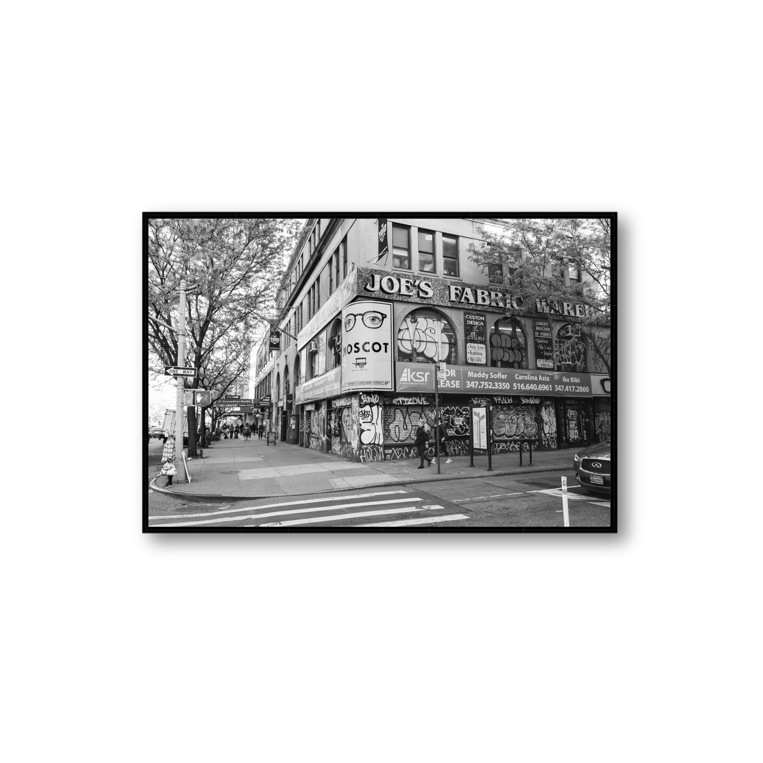 Wall Poetry New York NYC Black & White wall art Extra Large fine art canvas in black float frame