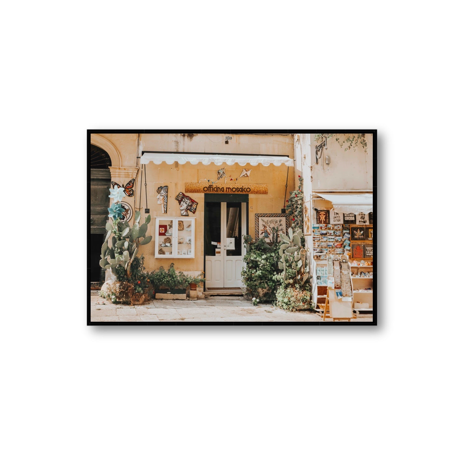Mosaic Workshop Puglia Italian wall art Extra Large fine art canvas in black float frame