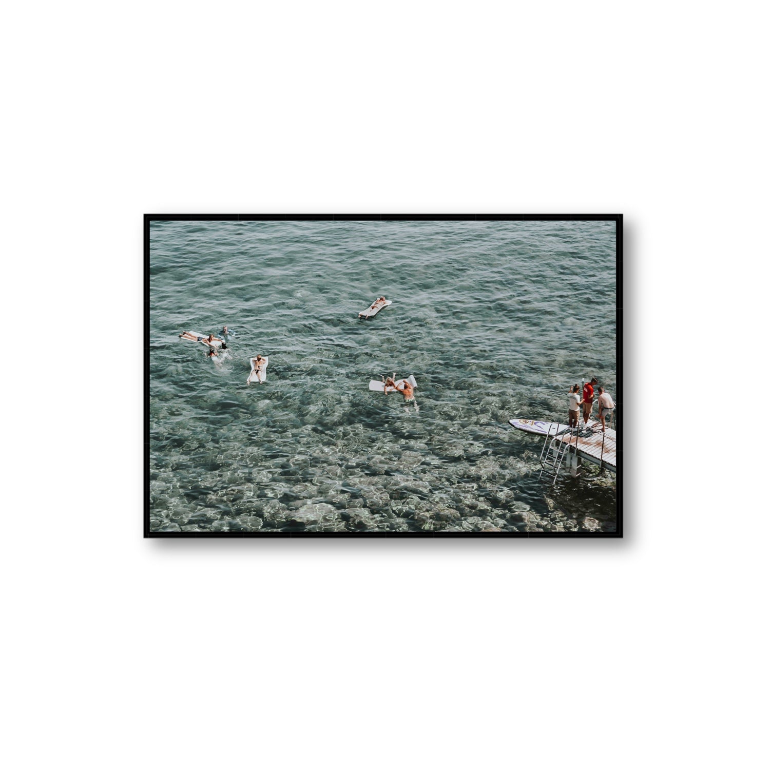 Having A Whale Of A Time Tuscany coastal wall art Extra Large fine art canvas in black float frame