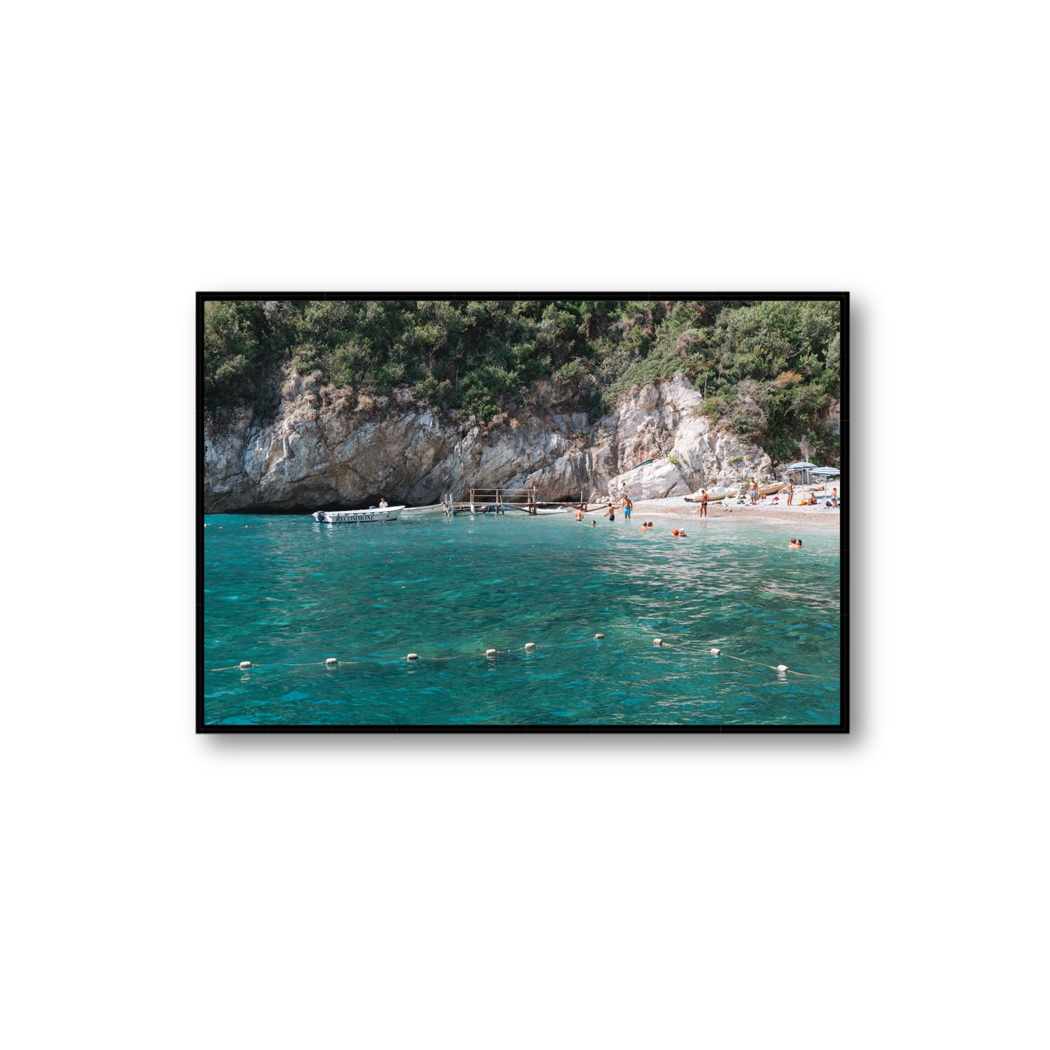 Azure Abyss Nerano wall art Extra Large fine art canvas in black float frame