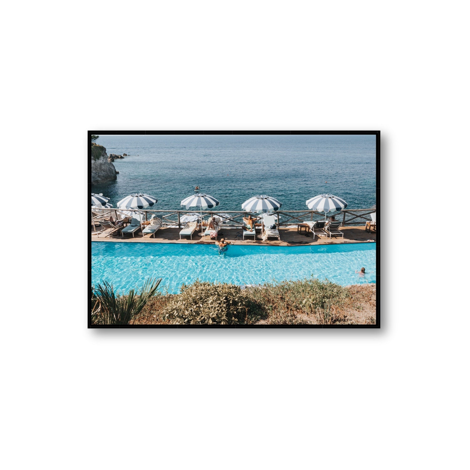 Hues Of Blues fine art print, Ischia, Italy, Extra Large, Black Float Frame, Fine Art Canvas