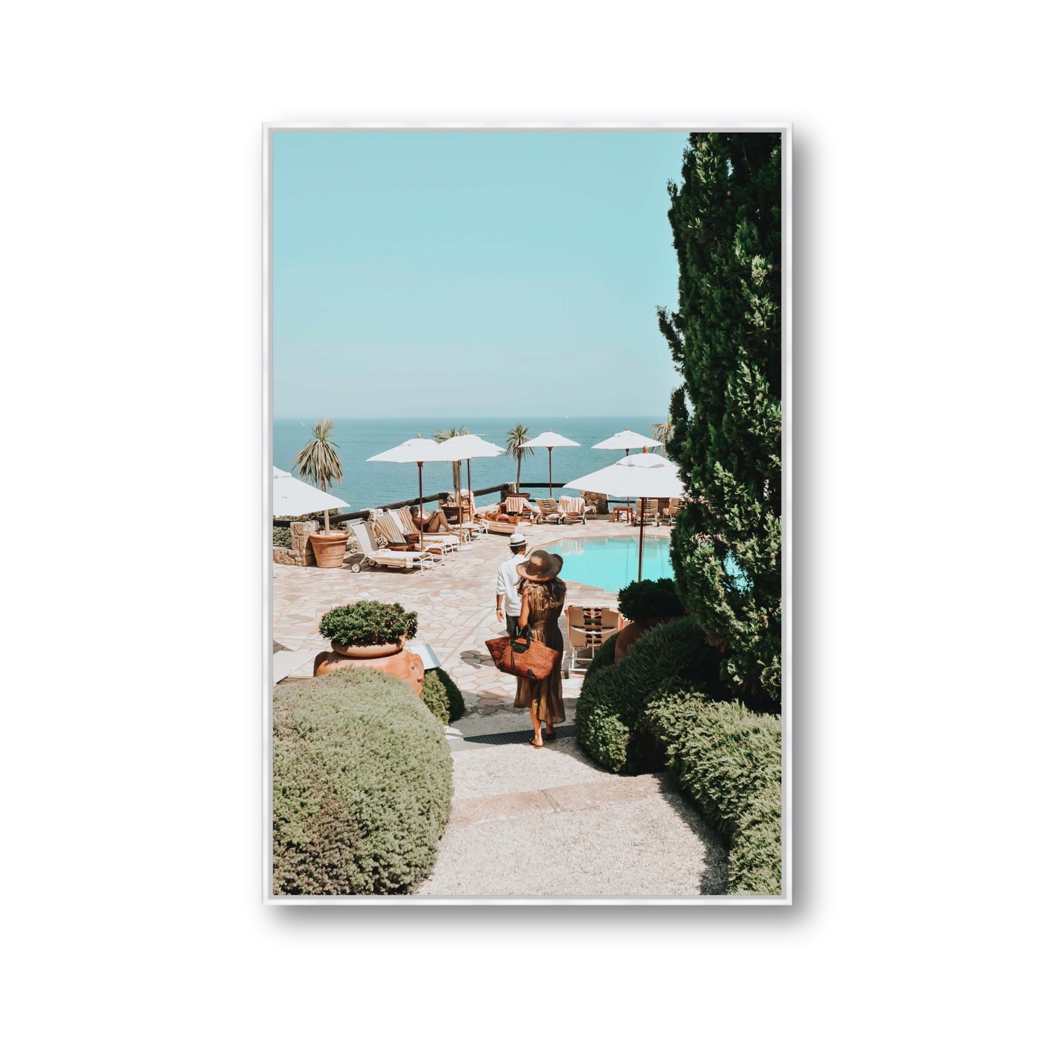 The World Is Your Catwalk Tuscany coastal wall art Gallery fine art canvas in white float frame