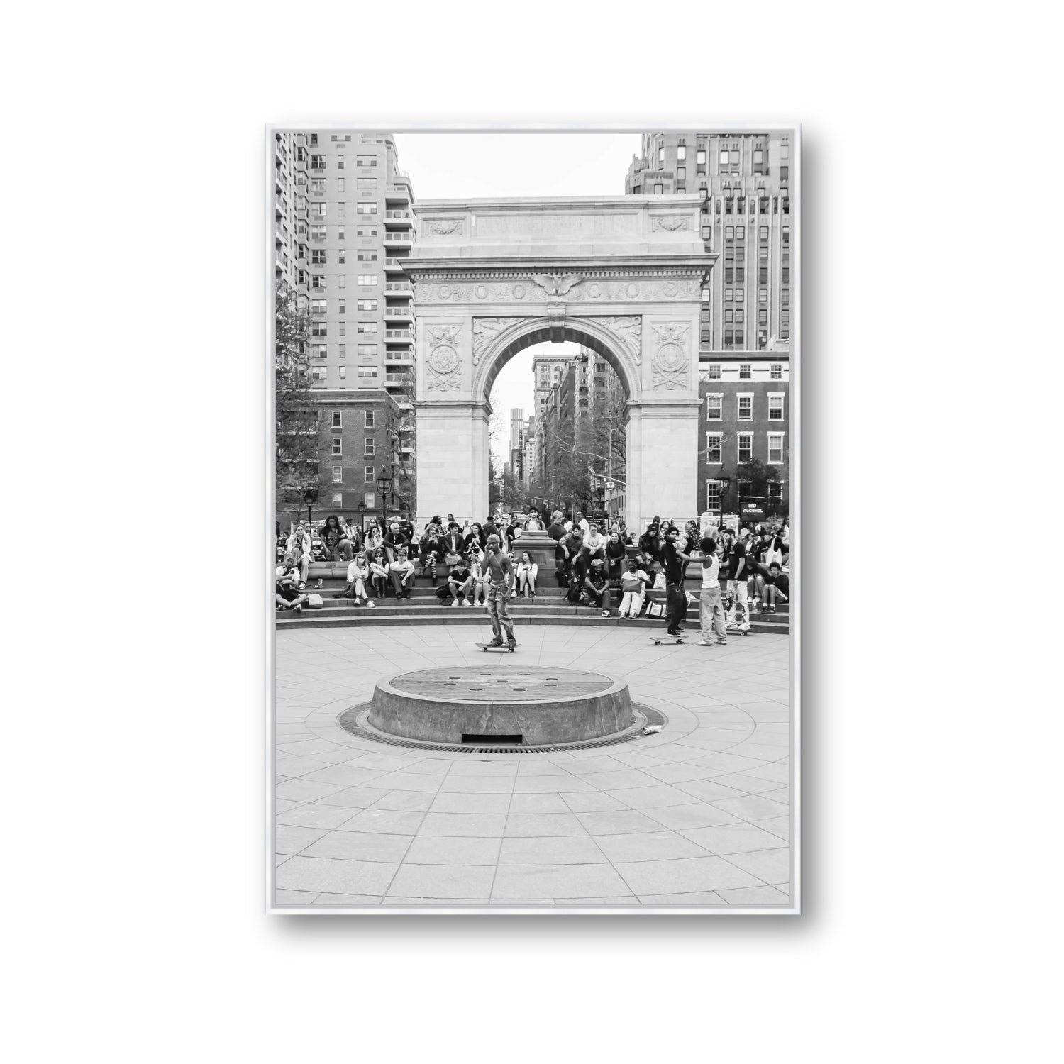 Concrete Conqueror New York NYC Skateboard wall art Gallery fine art canvas in white float frame