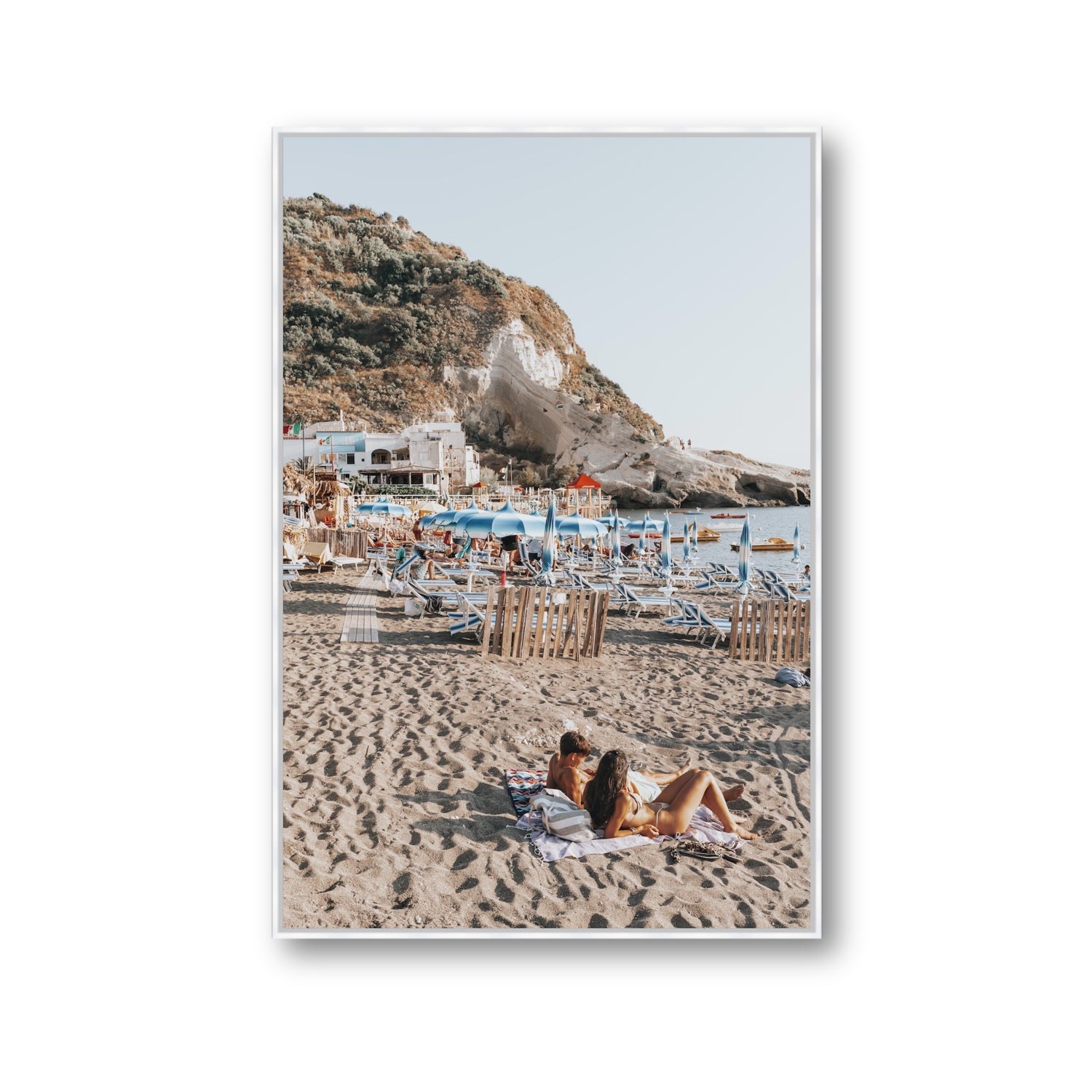 Beach Buddies fine art print, Ischia, Italy, Gallery, White Float Frame, Fine Art Canvas