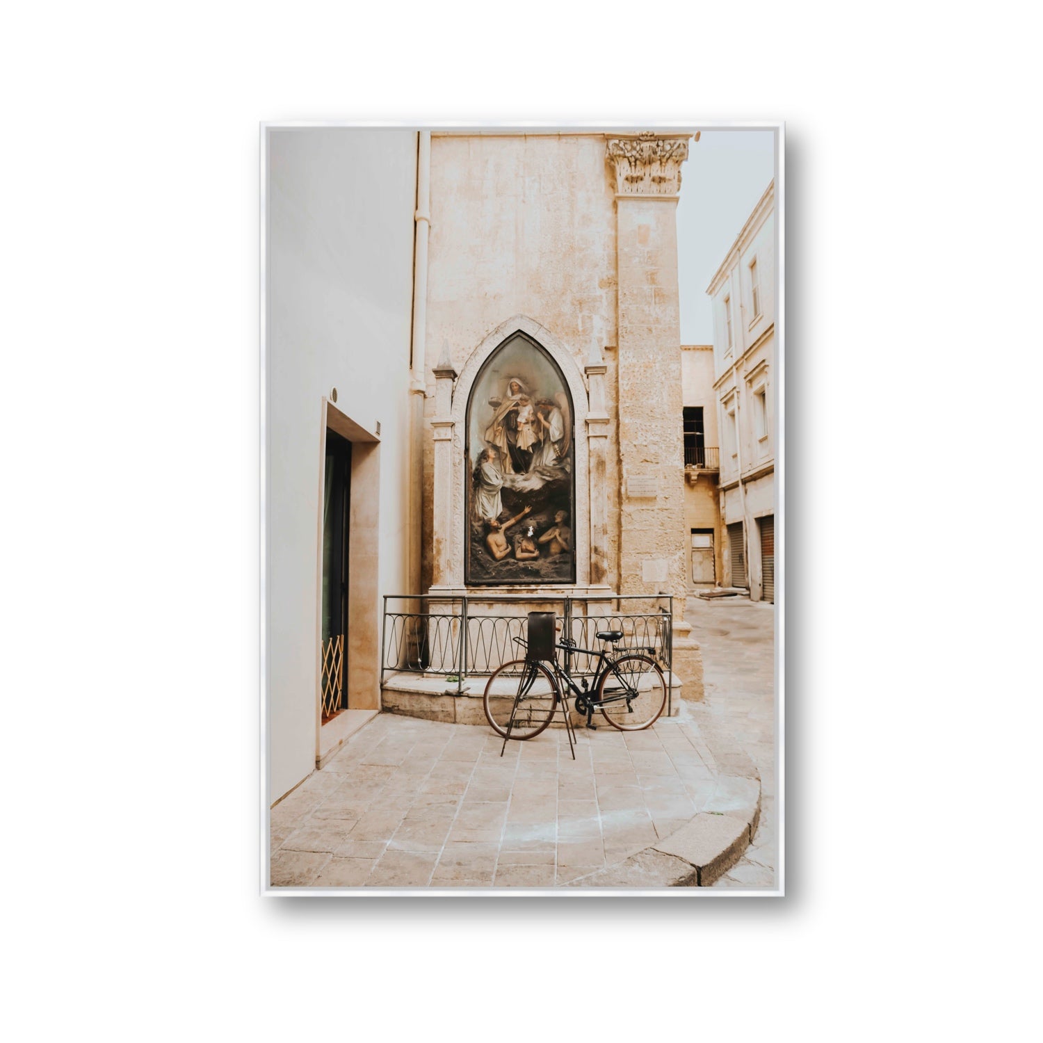 La Chiesa Puglia Otranto Italian wall art Gallery fine art canvas in white float frame