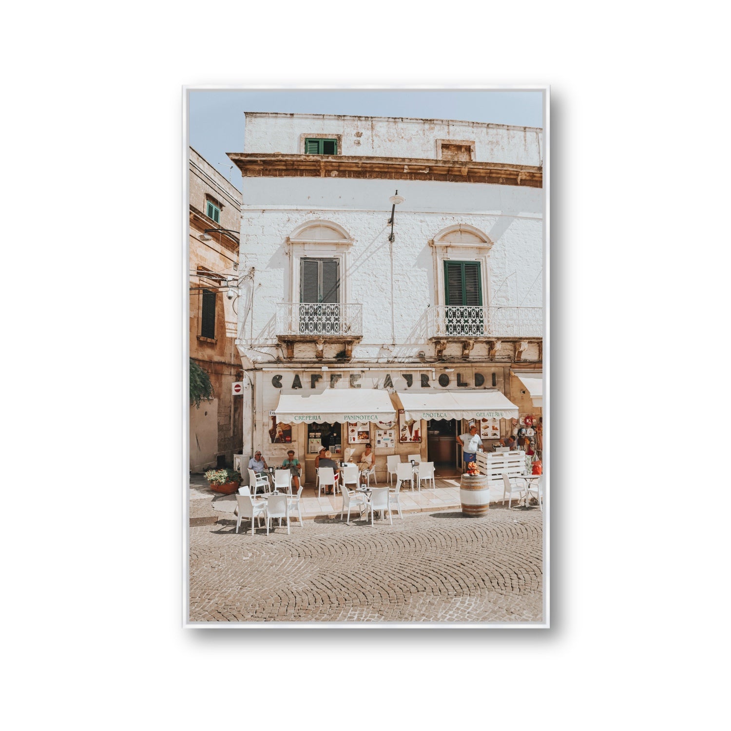 L'Ora di Pranzo Puglia L’Ora di Pranzo Italian art print Gallery fine art canvas in white float frame