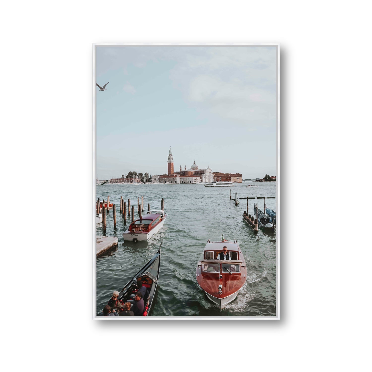 Galleggiante Venice Italian wall art Gallery fine art canvas in white float frame