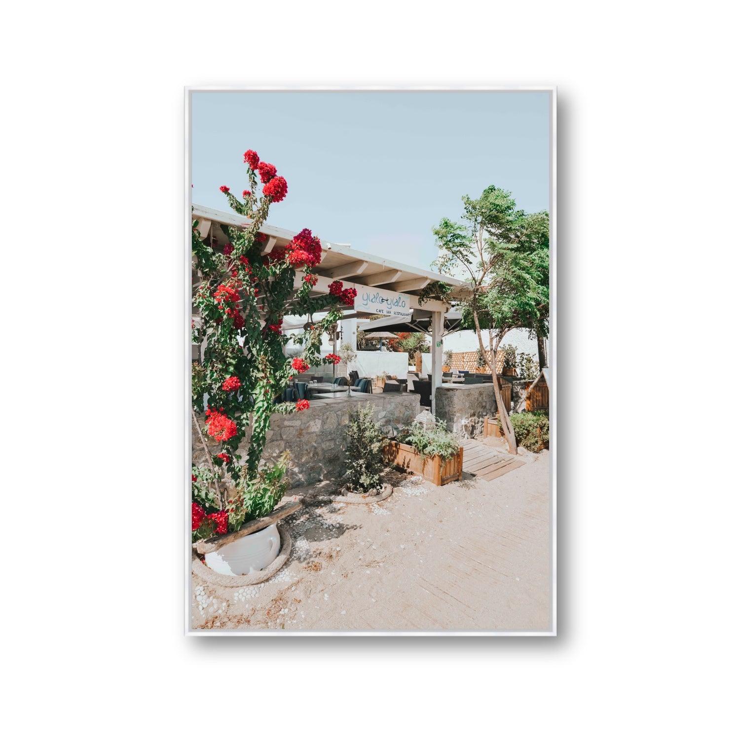 Yialo Yialo fine art print, Mykonos, Greece, Gallery, White Float Frame, Fine Art Canvas