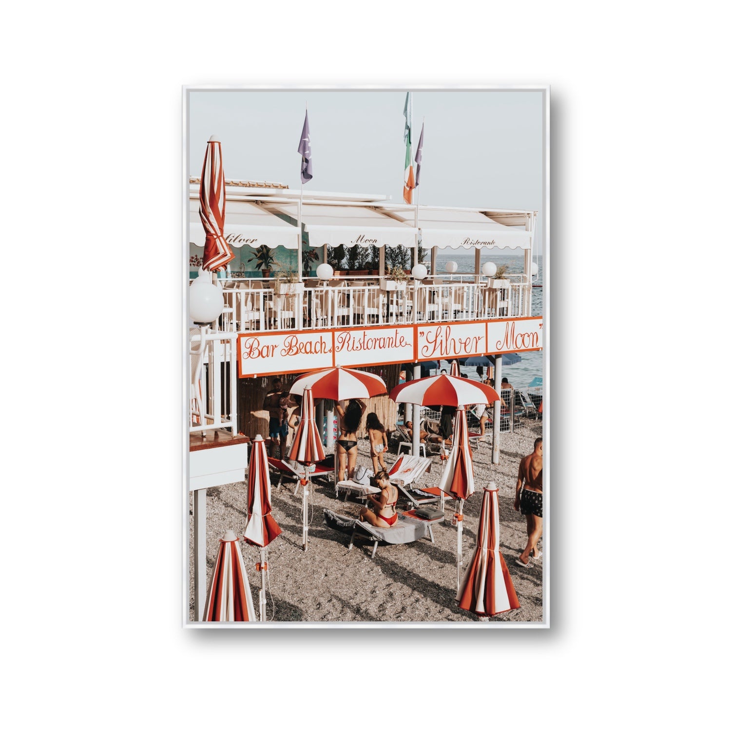 Vintage Amalfi Amalfi Mediterranean wall art Gallery fine art canvas in white float frame
