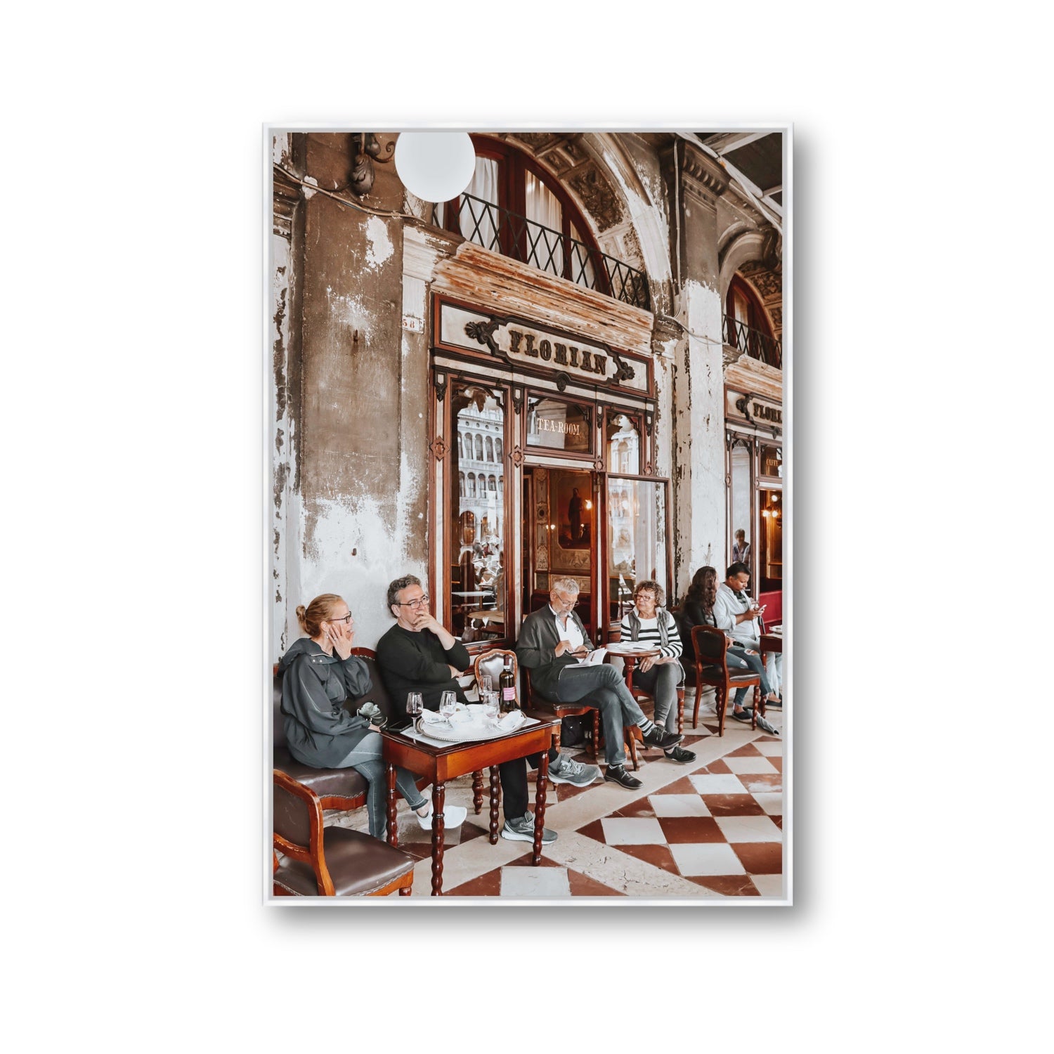 Tea Room Venice Italian wall art Gallery fine art canvas in white float frame