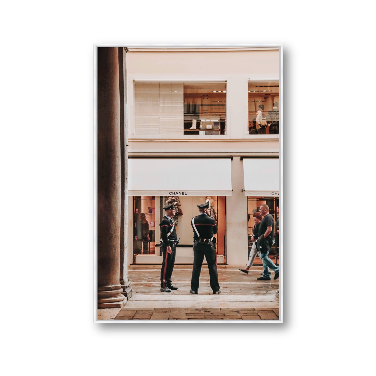 Style Police Venice Italian wall art Gallery fine art canvas in white float frame