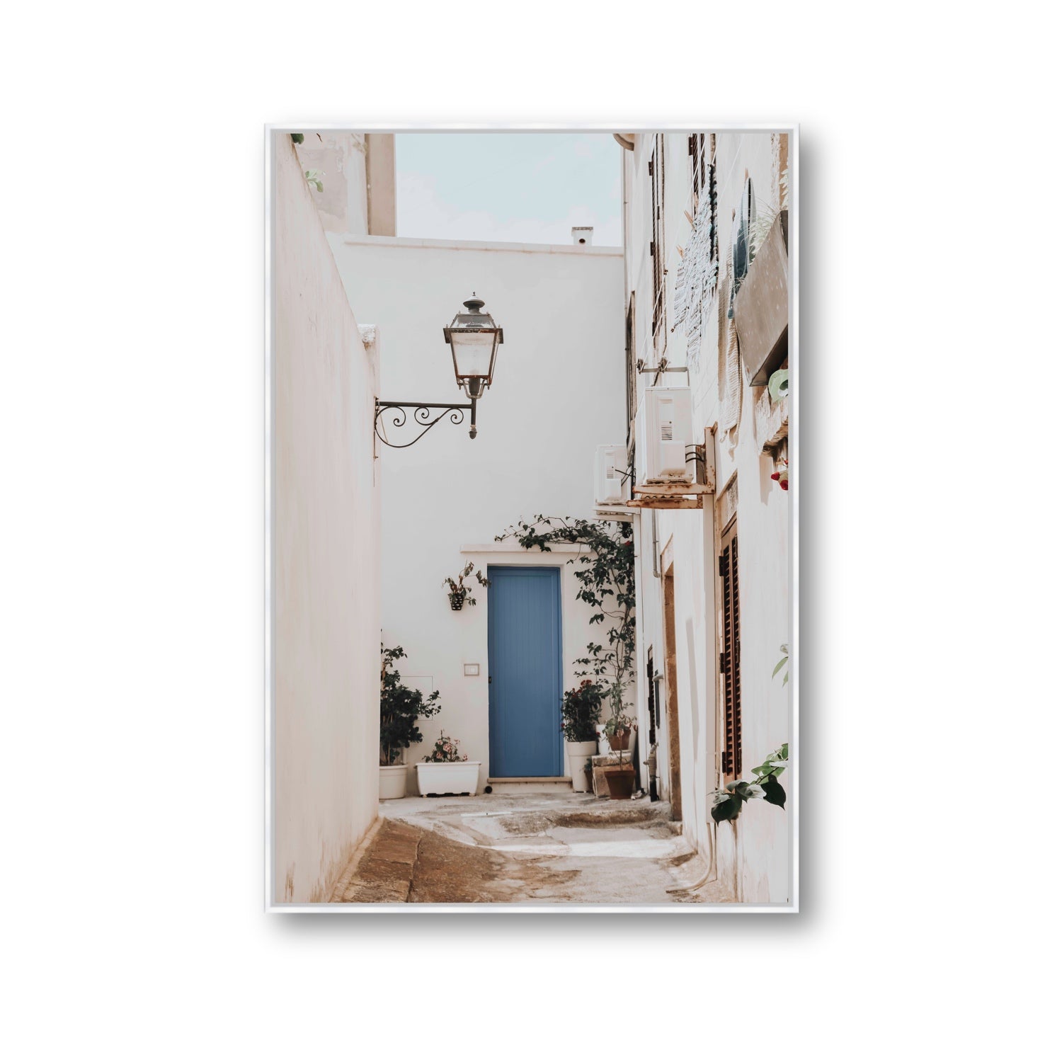 Entry Envy Puglia Ostuni wall art Gallery fine art canvas in white float frame