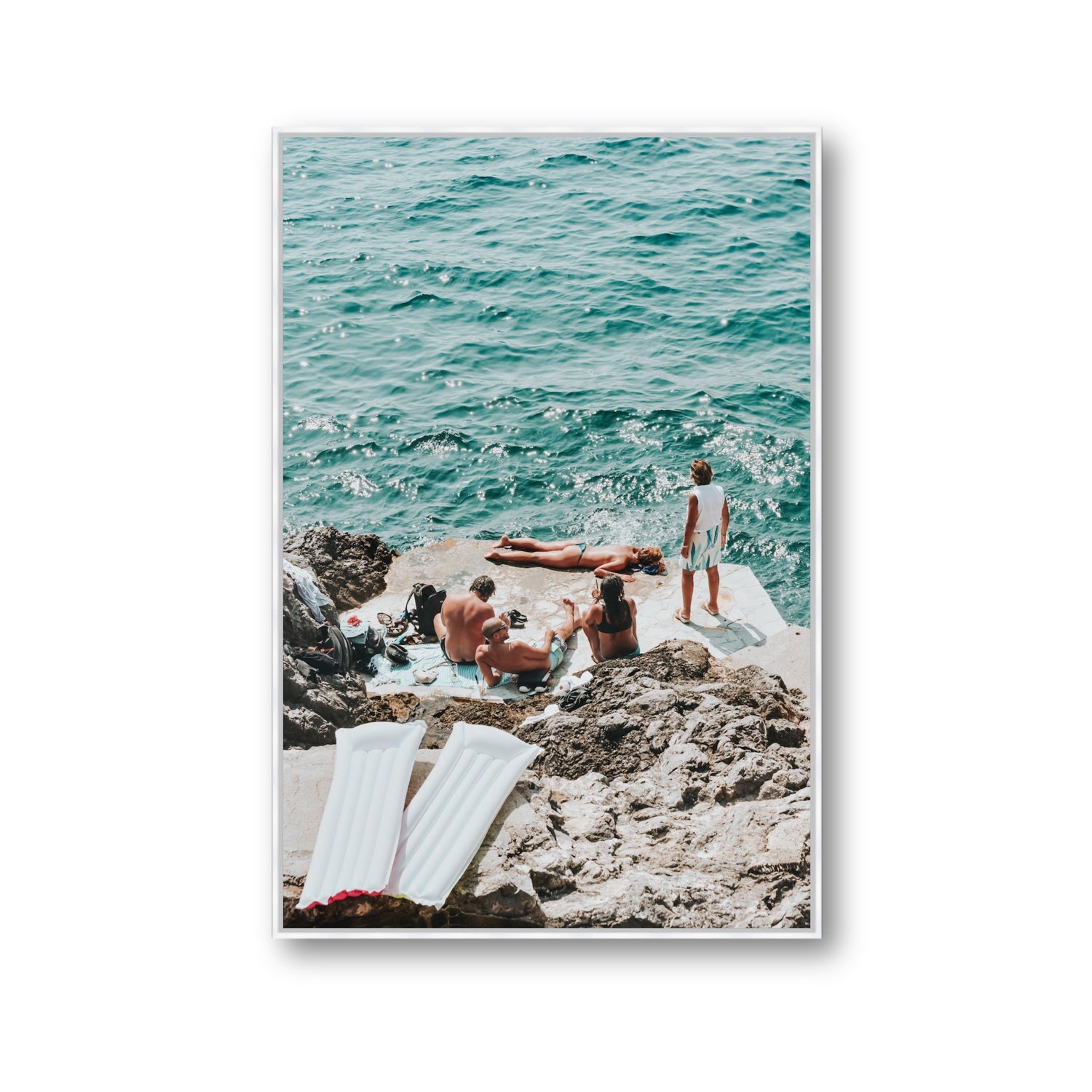 Gli Amici Praiano Amalfi Coast coastal wall art Gallery fine art canvas in white float frame