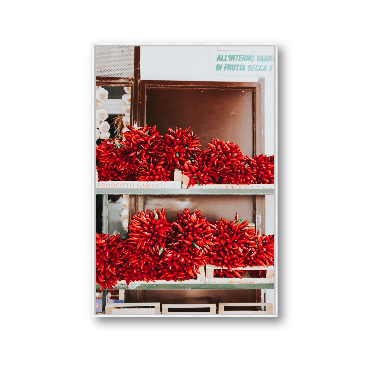 Hot Harvest Puglia Italian wall art Gallery fine art canvas in white float frame
