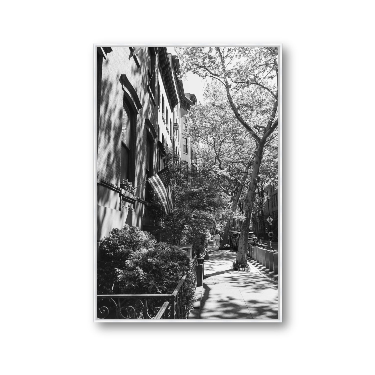 Urban Patriotism New York NYC Black & White wall art Gallery fine art canvas in white float frame