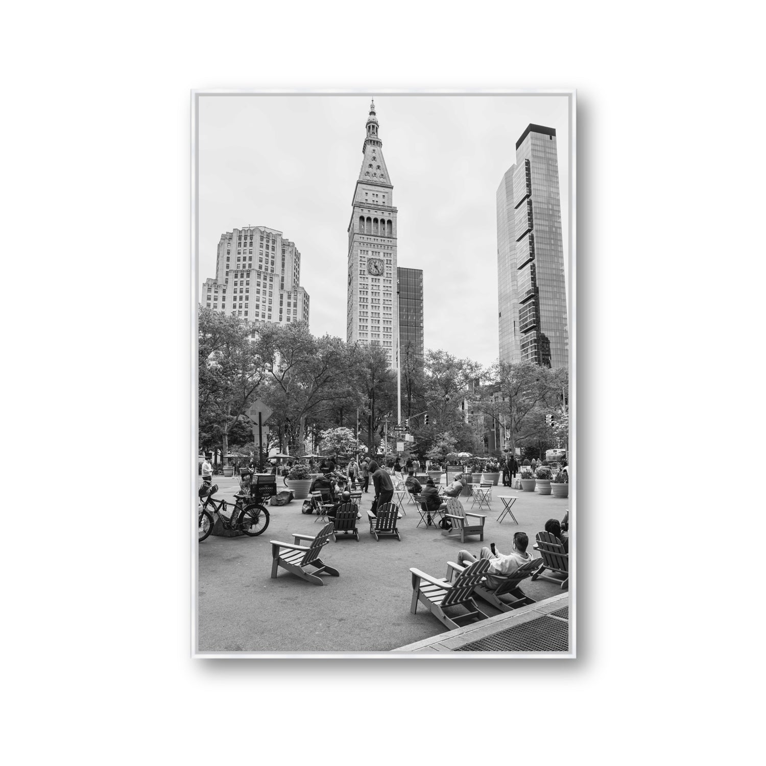 Timeless New York New York NYC Black & White wall art Gallery fine art canvas in white float frame