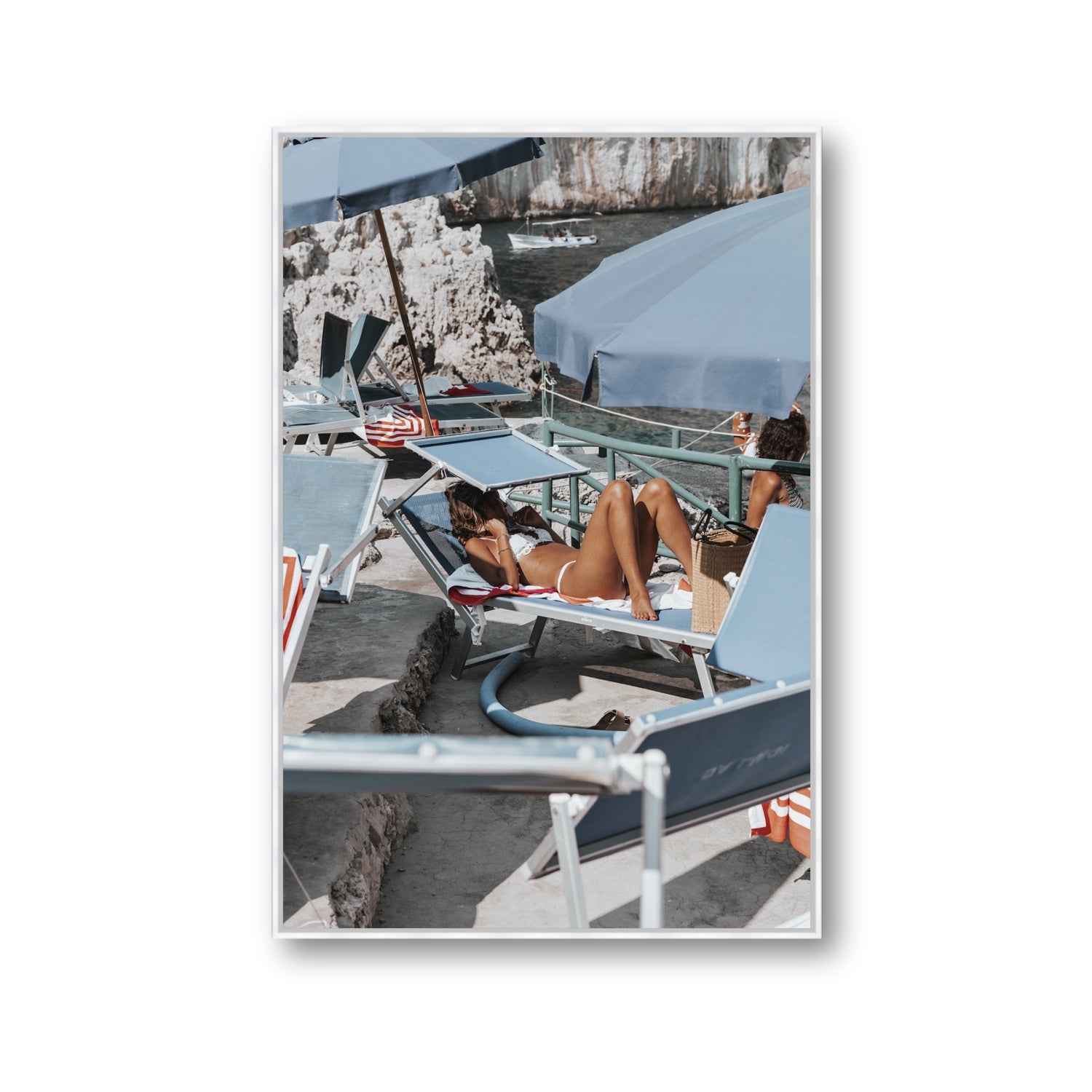 Beach Babe fine art print, Capri, Italy, Gallery, White Float Frame, Fine Art Canvas