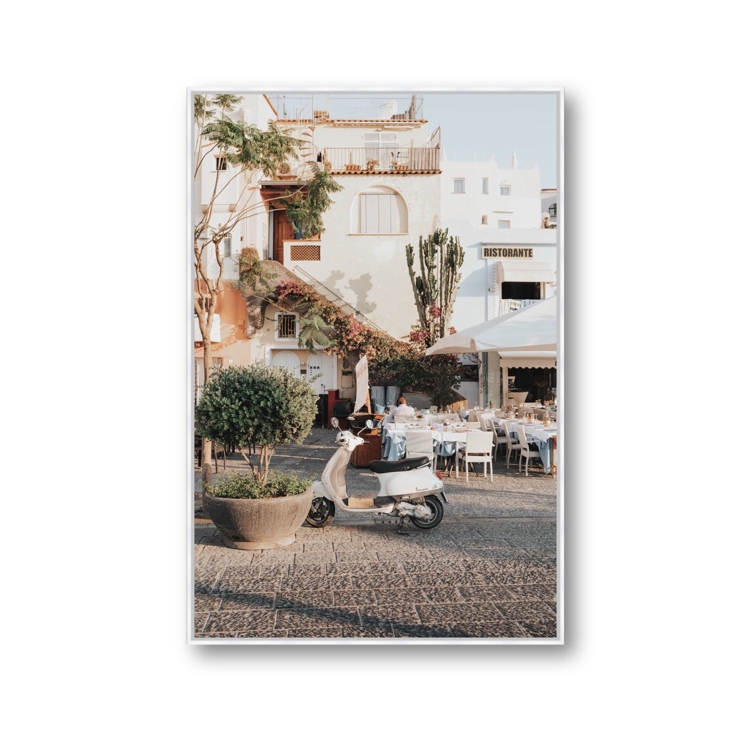 Ristorante Ischia Italian Mediterranean decor wall art Gallery fine art canvas in white float frame