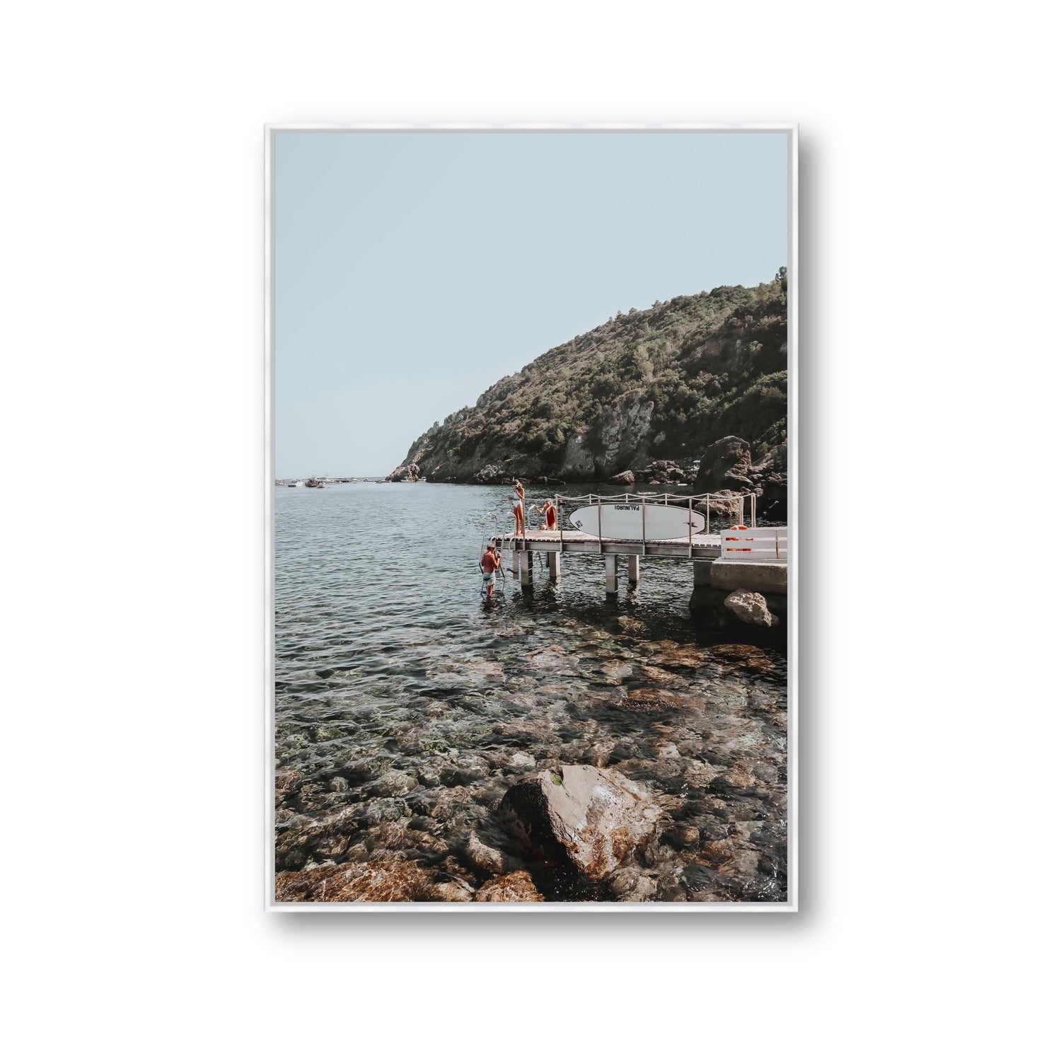 Tidal Explorers Tuscany coastal Italian wall art Gallery fine art canvas in white float frame