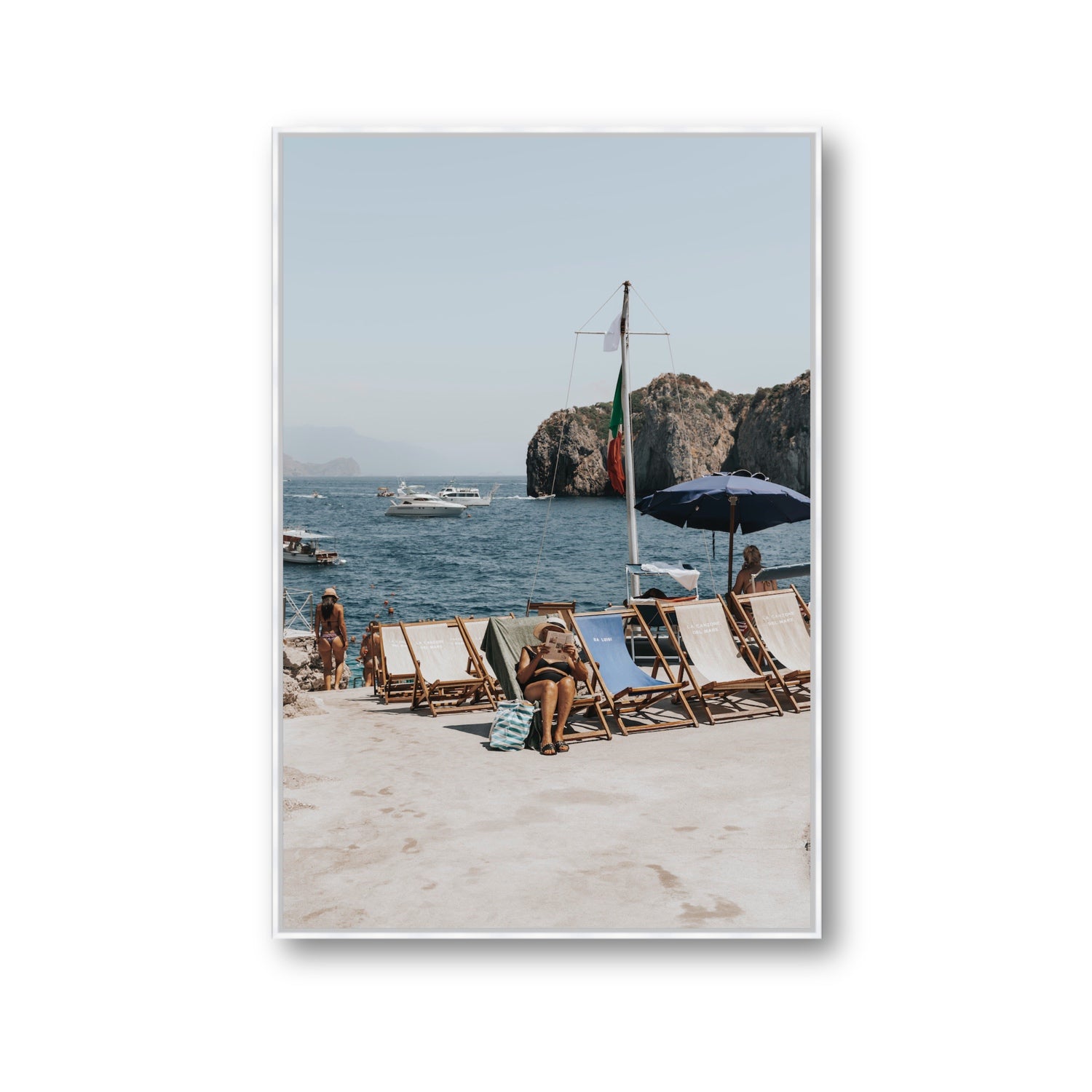 Vintage Sun Goddess fine art print, Capri, Italy, Gallery, White Float Frame, Fine Art Canvas