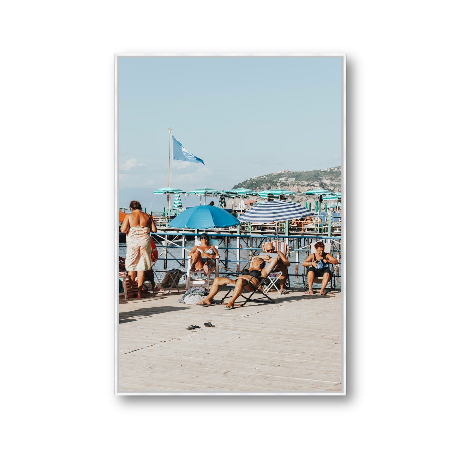 The Golden Years Sorrento Italian wall art Gallery fine art canvas in white float frame