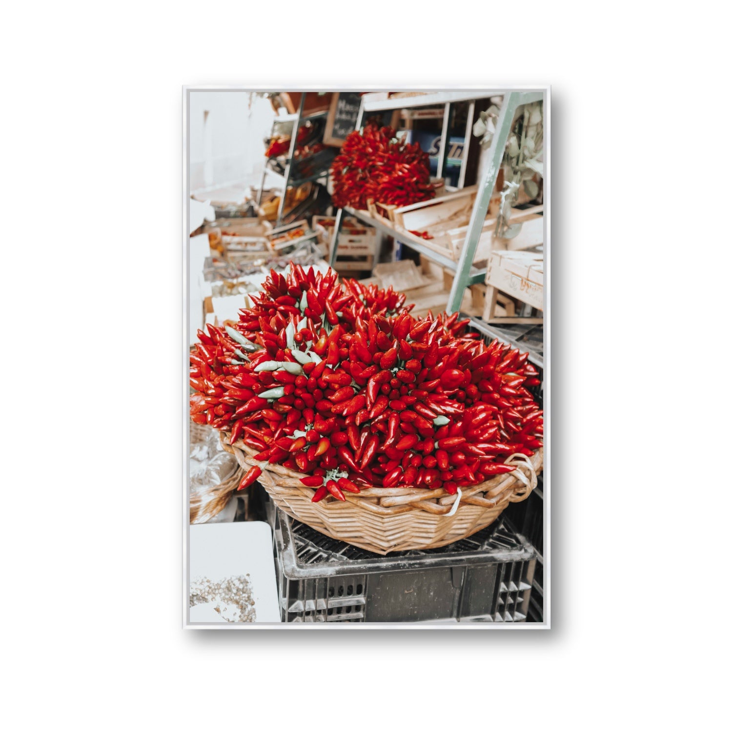 Spicy Bunch Puglia Italian wall art Gallery fine art canvas in white float frame