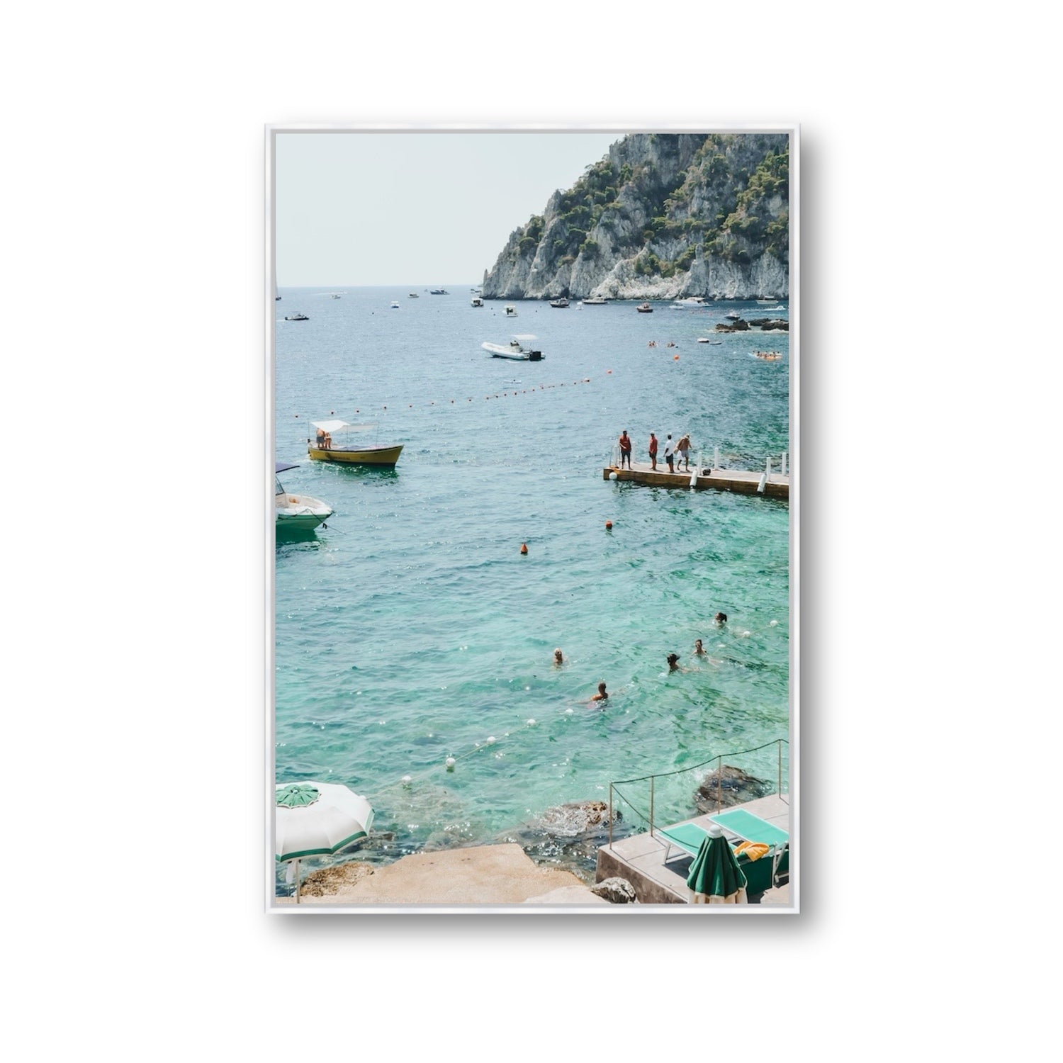 Delizia Pomeridiana Capri coastal wall art Gallery fine art canvas in white float frame
