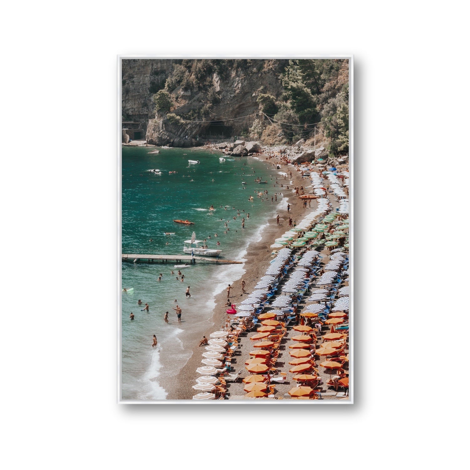 Ocean's Playground Positano decor wall art Gallery fine art canvas in white float frame