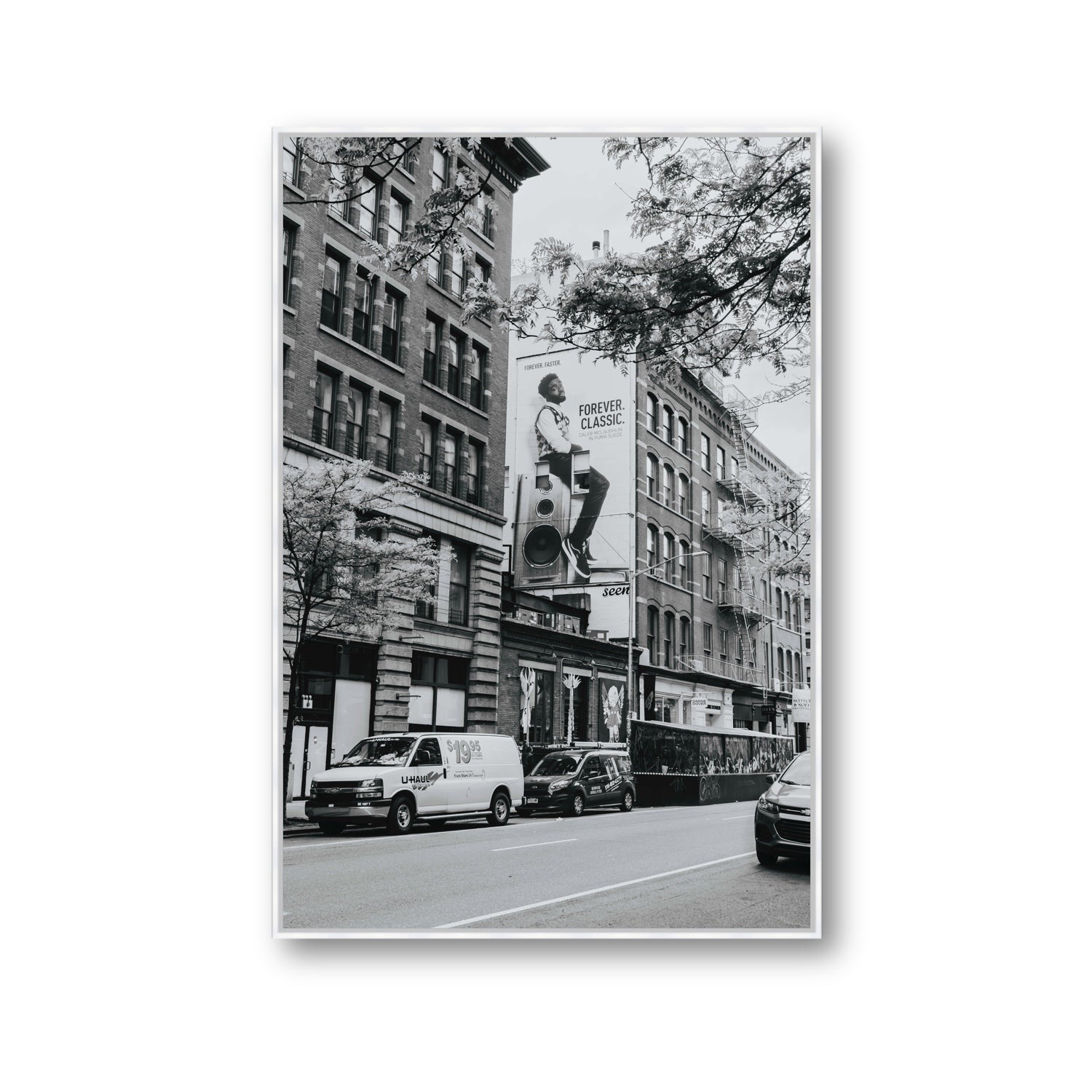 Forever Classic New York NYC Black & White wall art Gallery fine art canvas in white float frame