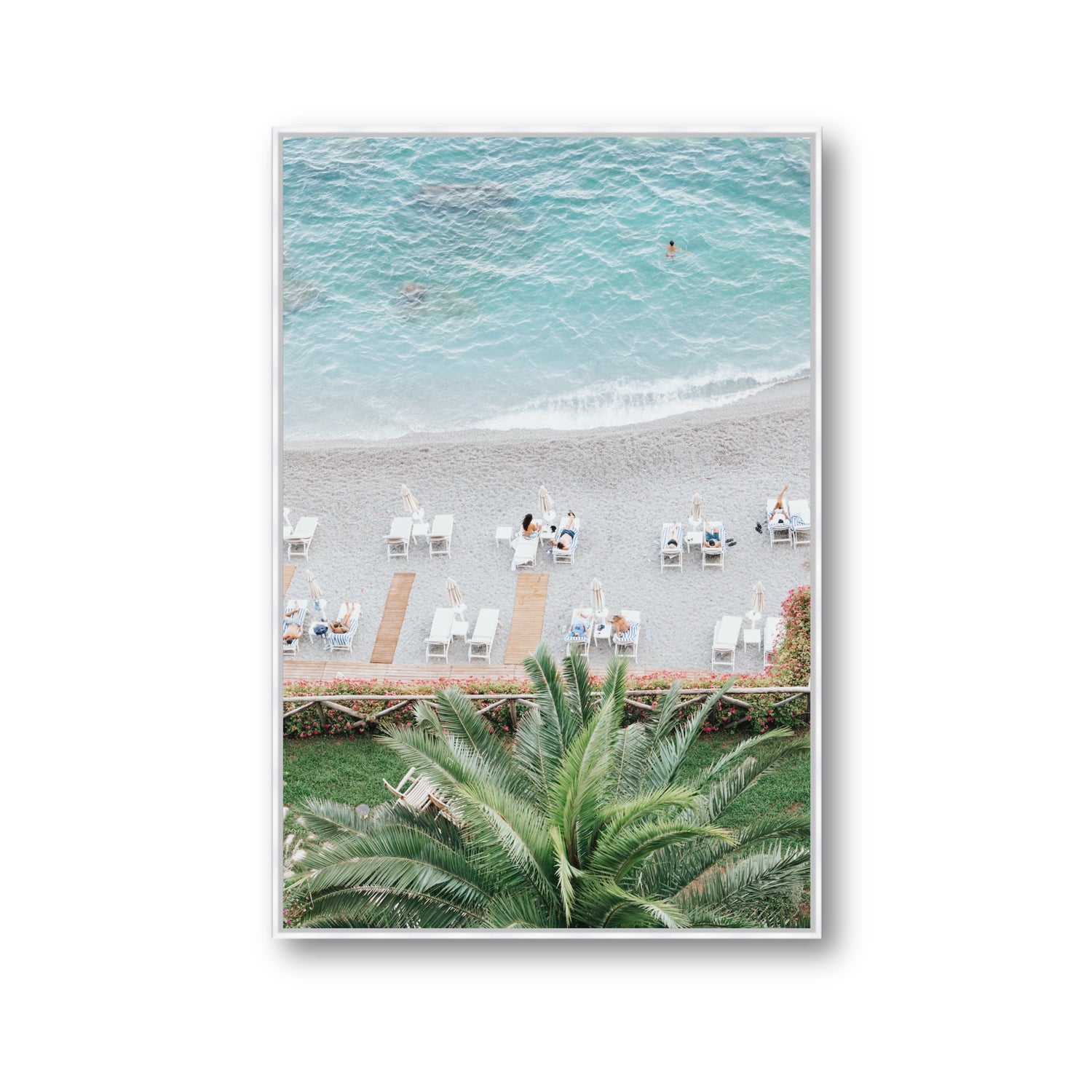 Paradiso Amalfi Mediterranean wall art Gallery fine art canvas in white float frame