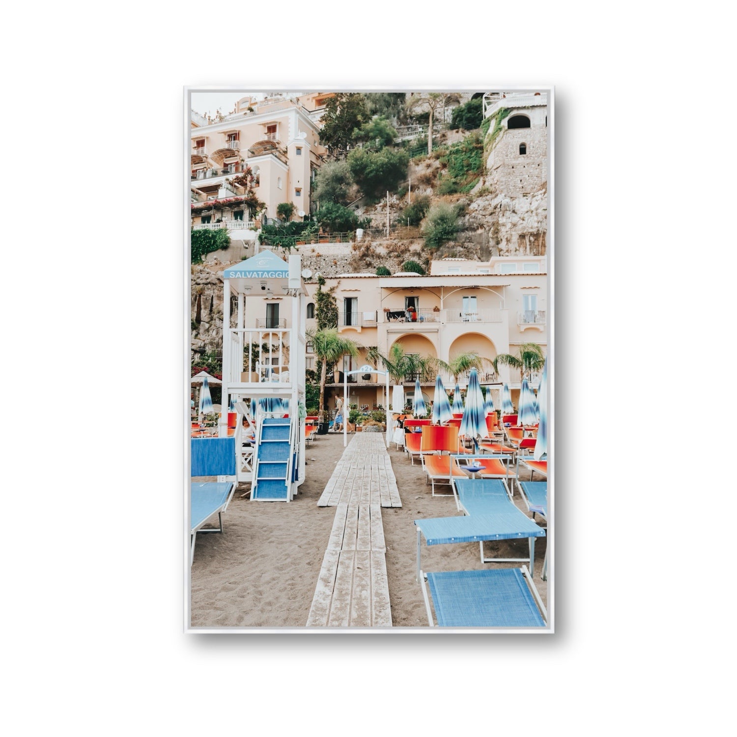 Torre Di Salvataggio fine art print, Positano, Italy, Gallery, White Float Frame, Fine Art Canvas
